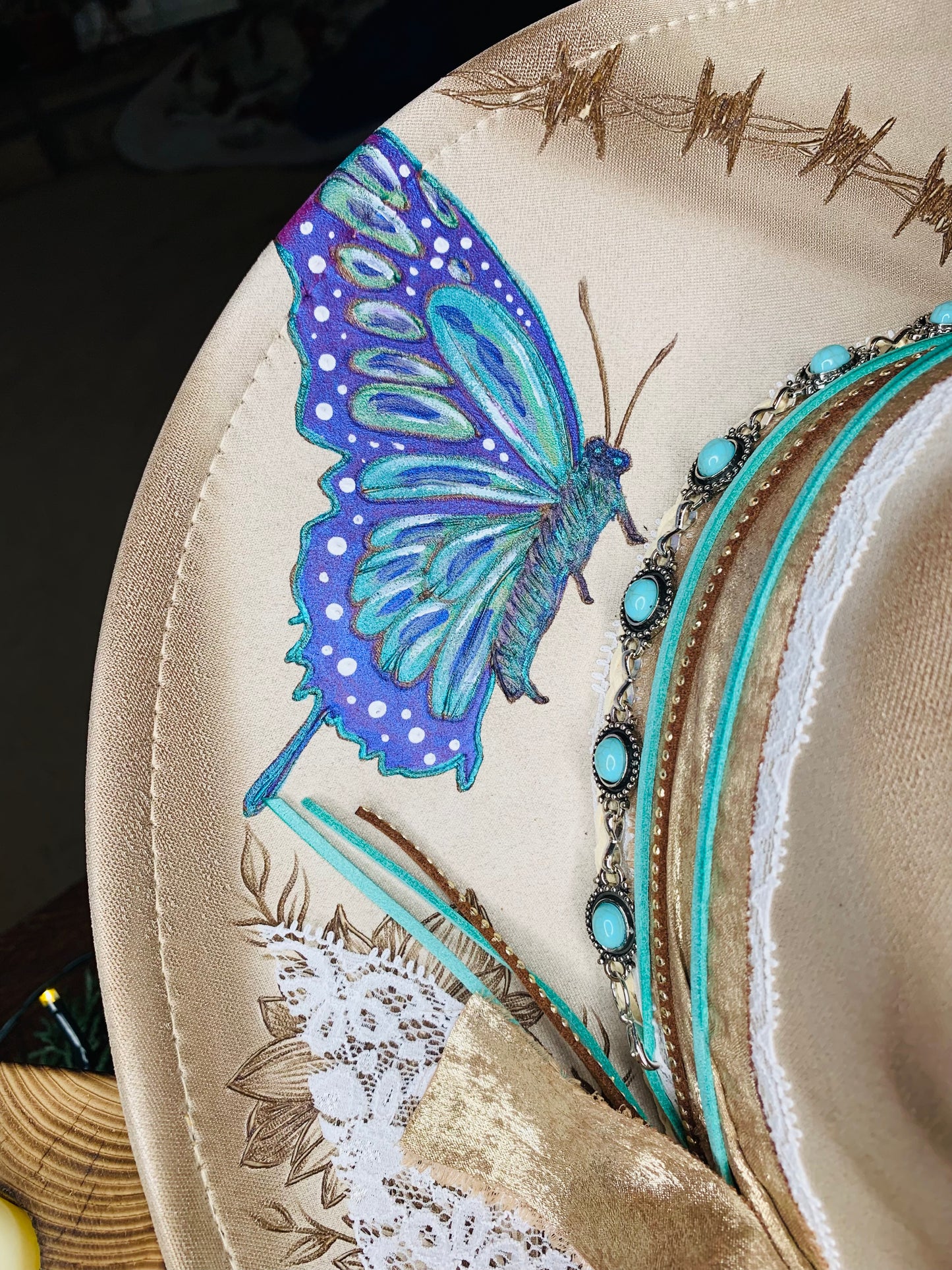 Hand Burned Rancher Hat "Life is Better in the Country" Design