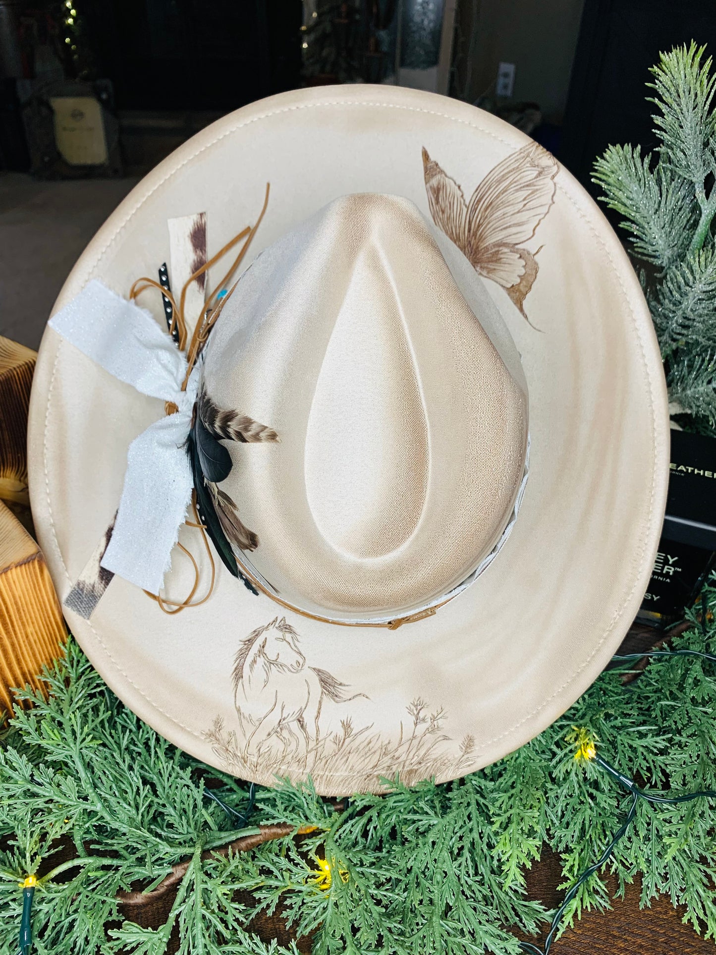 Hand Burned Rancher Hat "The Simple Life" Design