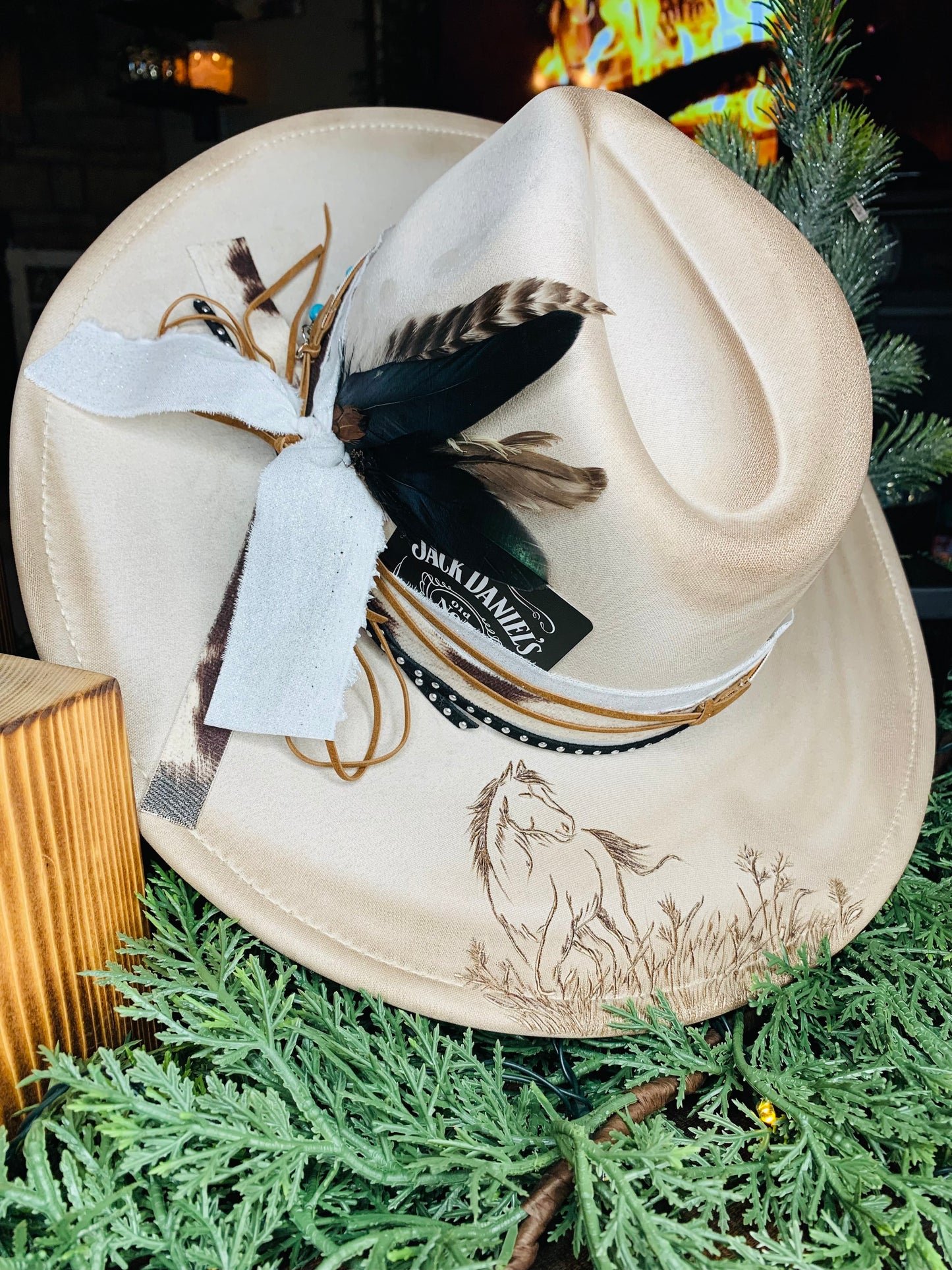 Hand Burned Rancher Hat "The Simple Life" Design