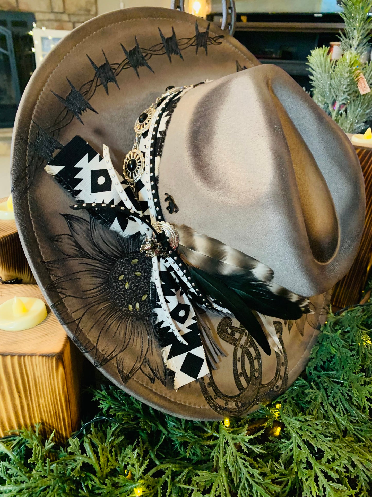 Hand Burned Rancher Hat "Horse Lovers Dream" Design
