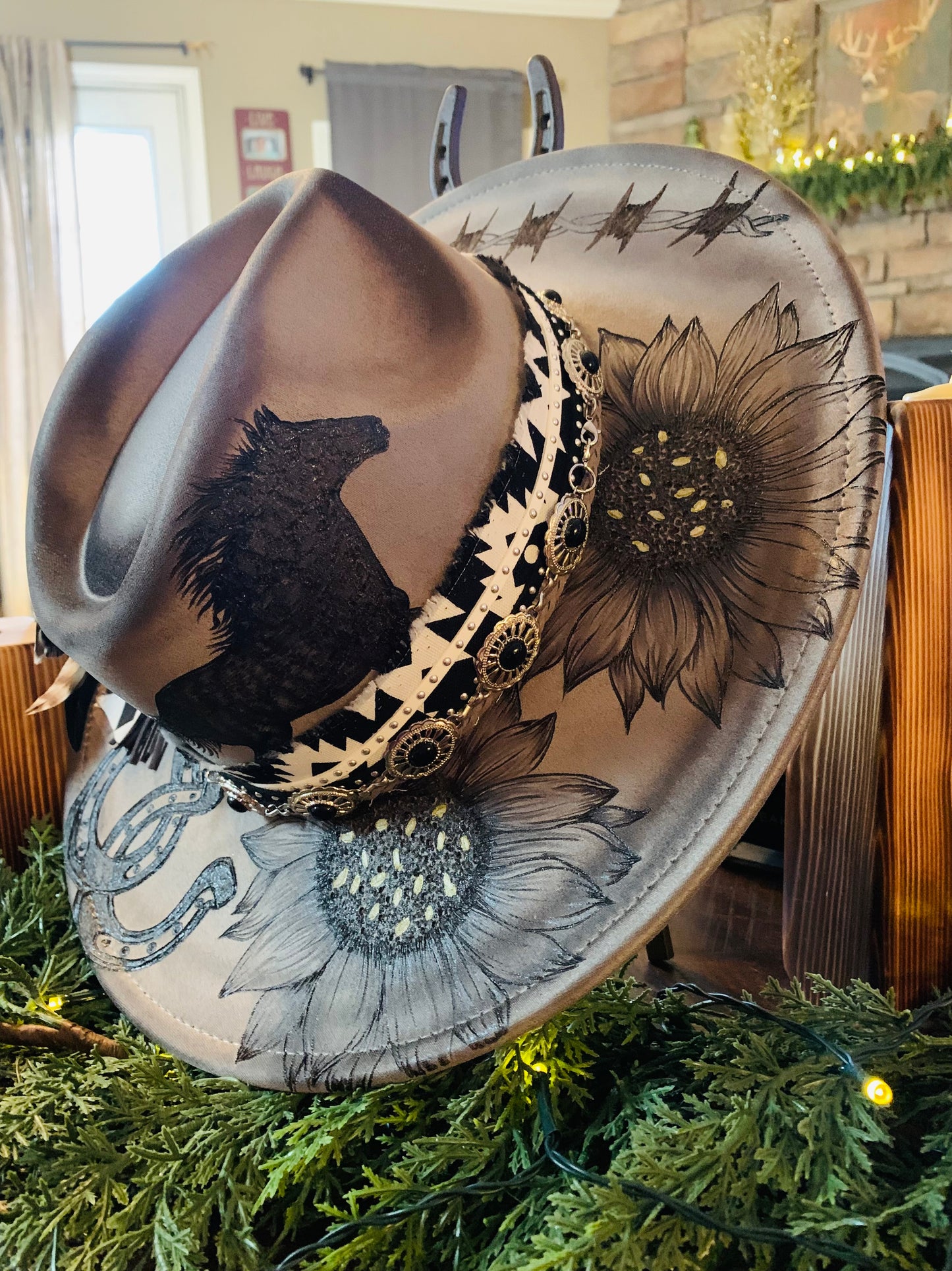 Hand Burned Rancher Hat "Horse Lovers Dream" Design