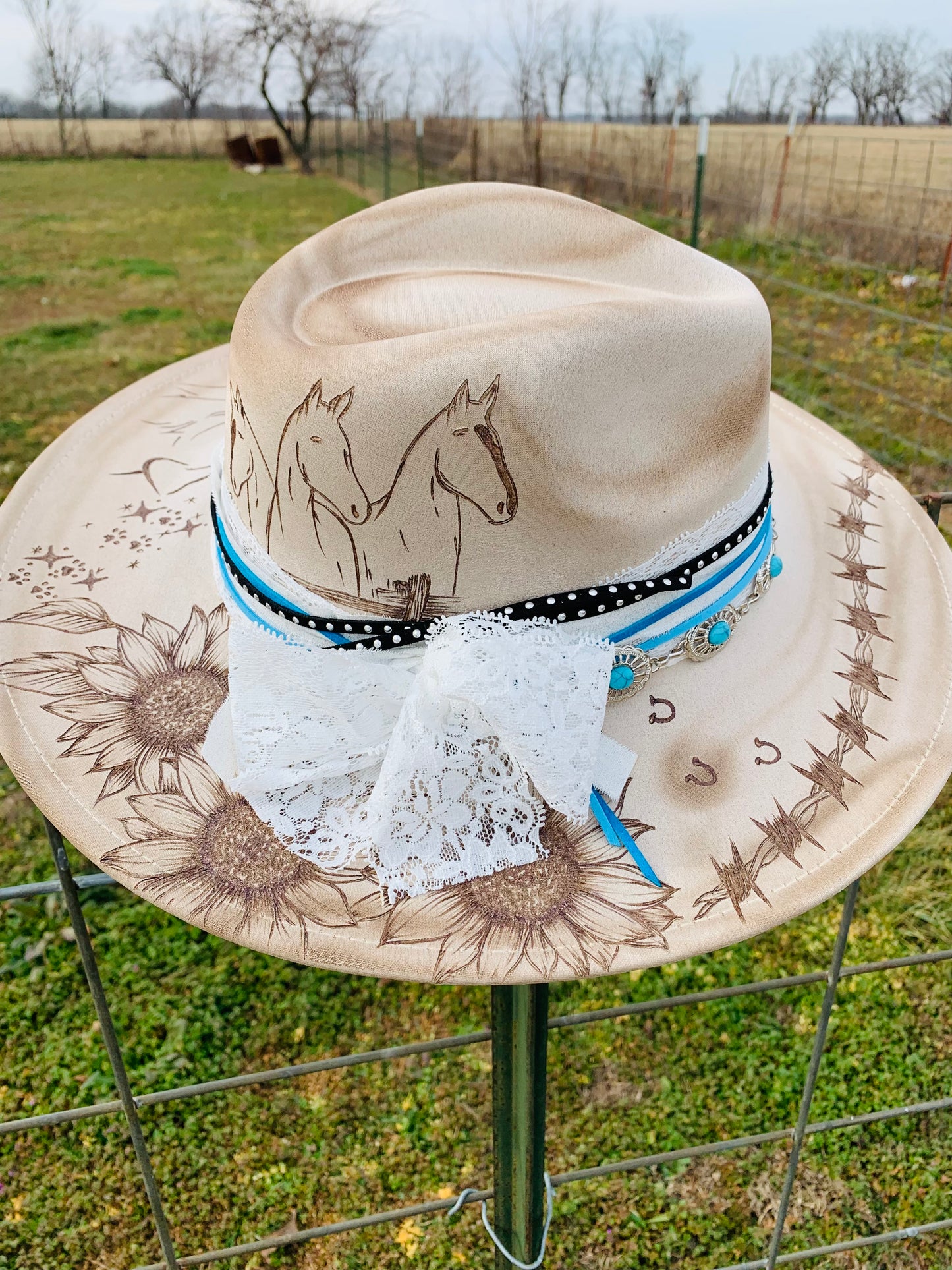 Hand Burned Rancher Hat "I'll Never Walk Alone" Design