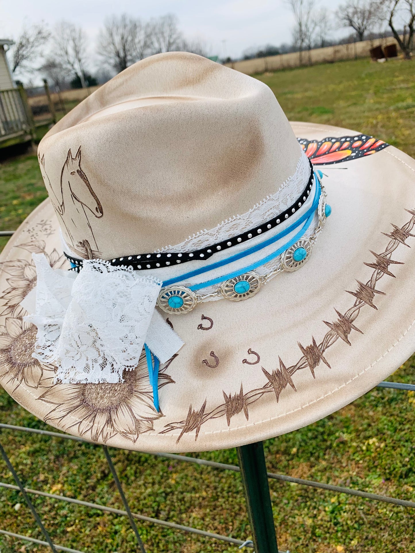 Hand Burned Rancher Hat "I'll Never Walk Alone" Design