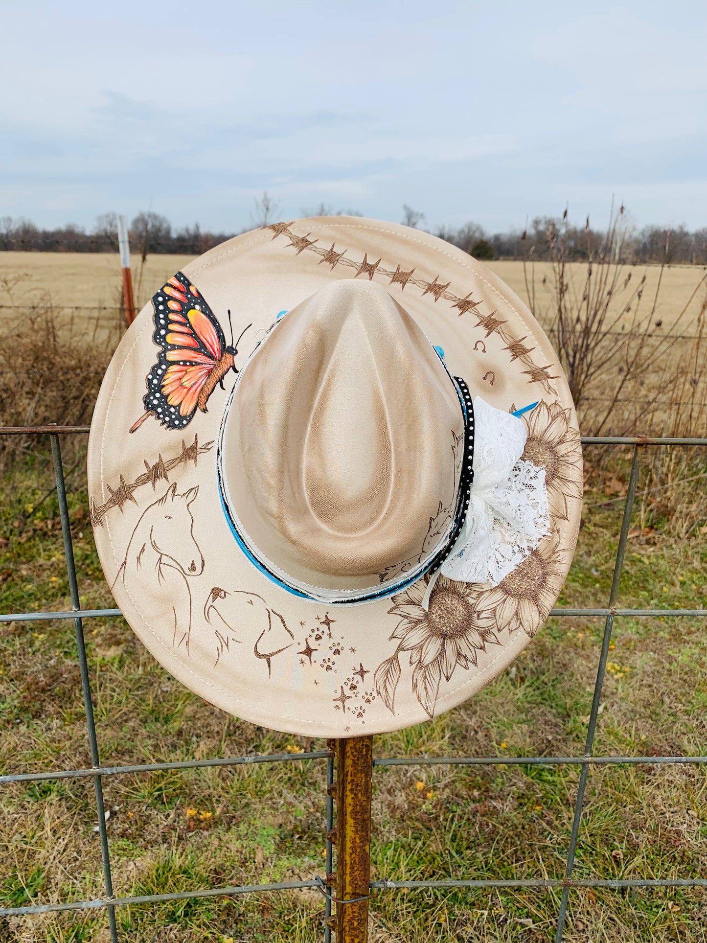 Hand Burned Rancher Hat "I'll Never Walk Alone" Design