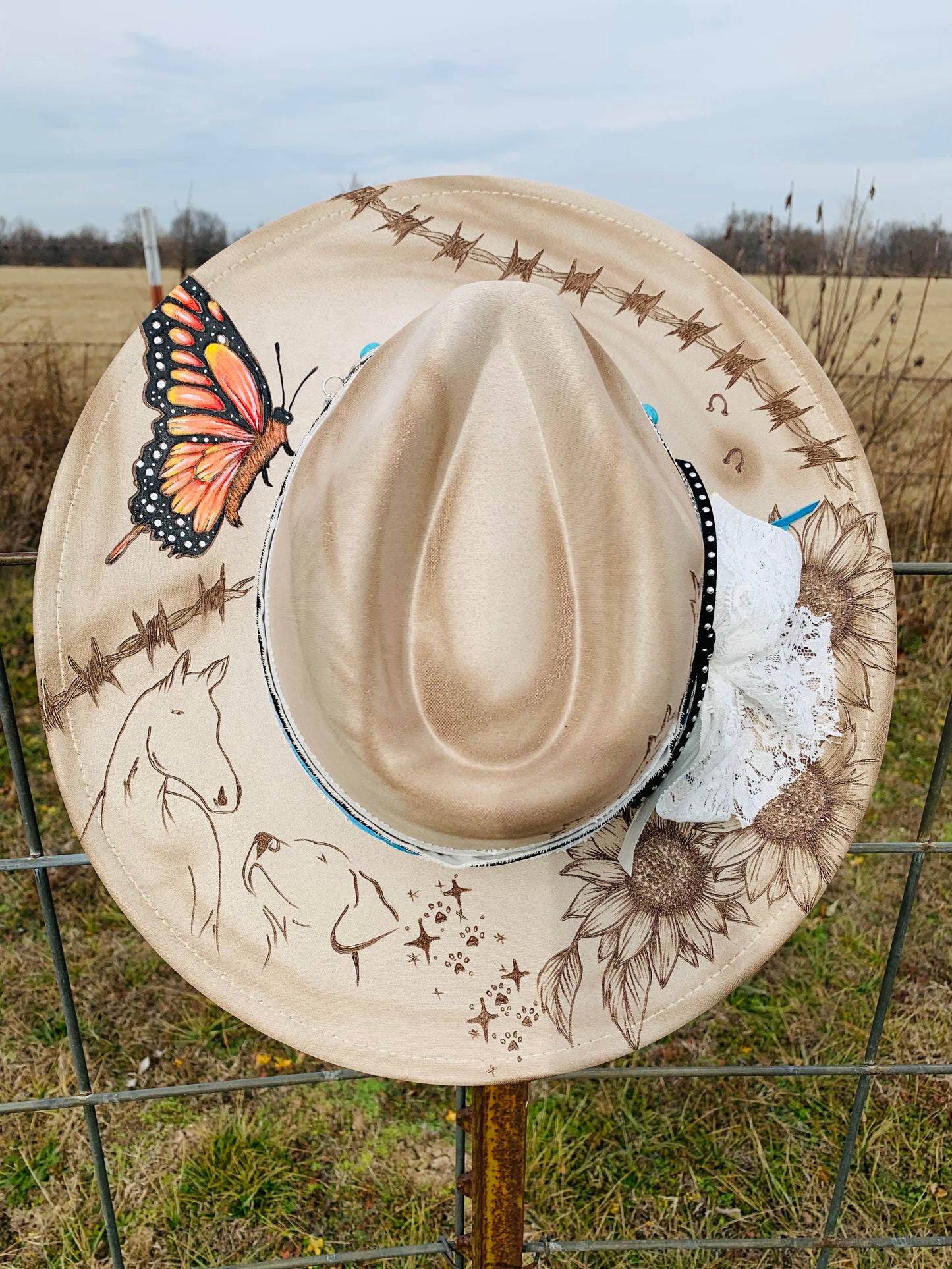 Hand Burned Rancher Hat "I'll Never Walk Alone" Design