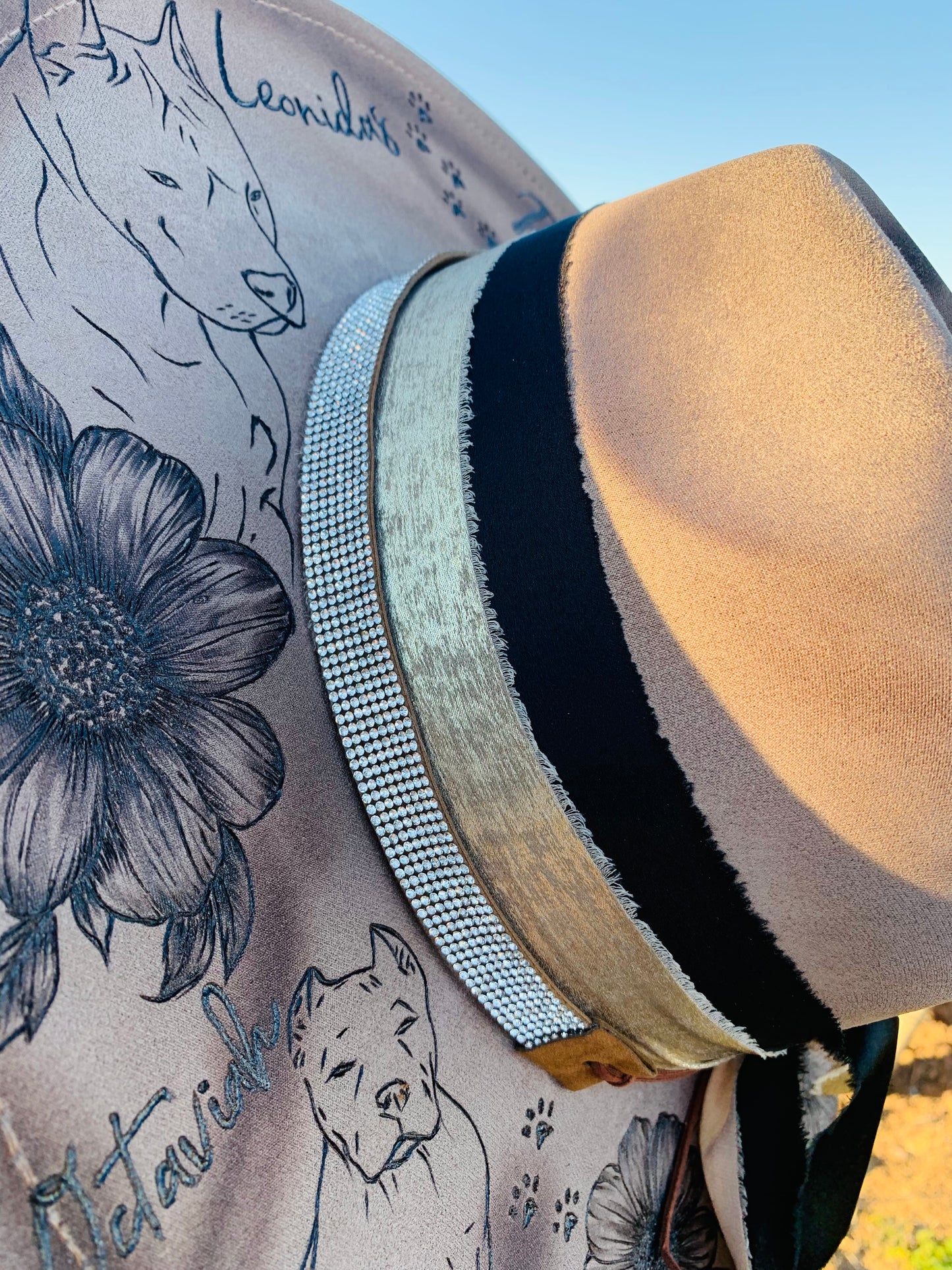 Hand Burned Rancher Hat "Pitbull Mama" Design