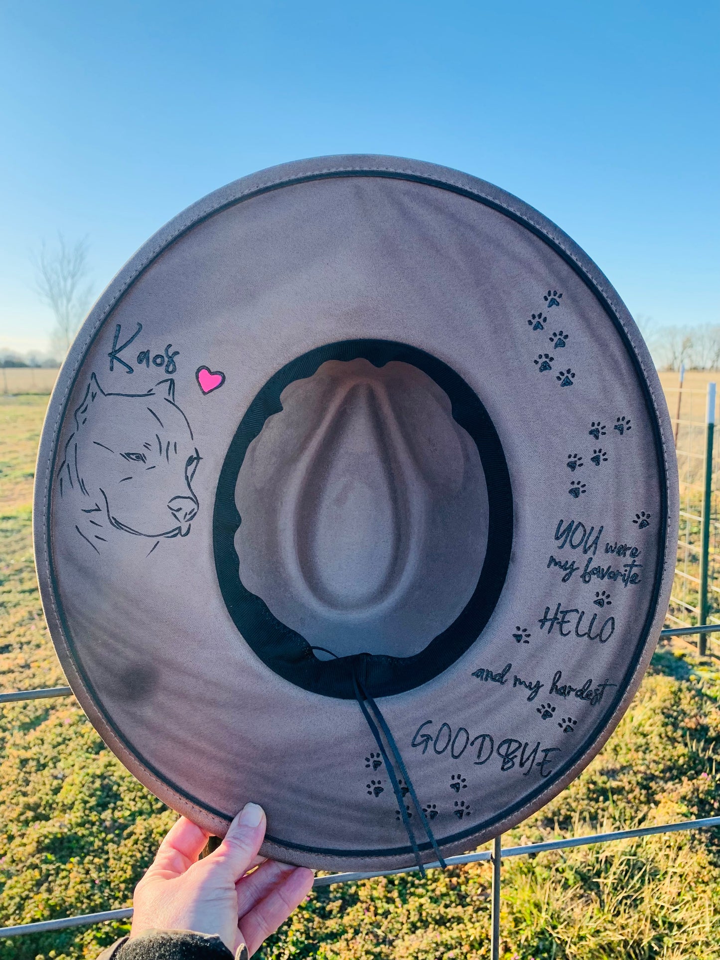 Hand Burned Rancher Hat "Pitbull Mama" Design