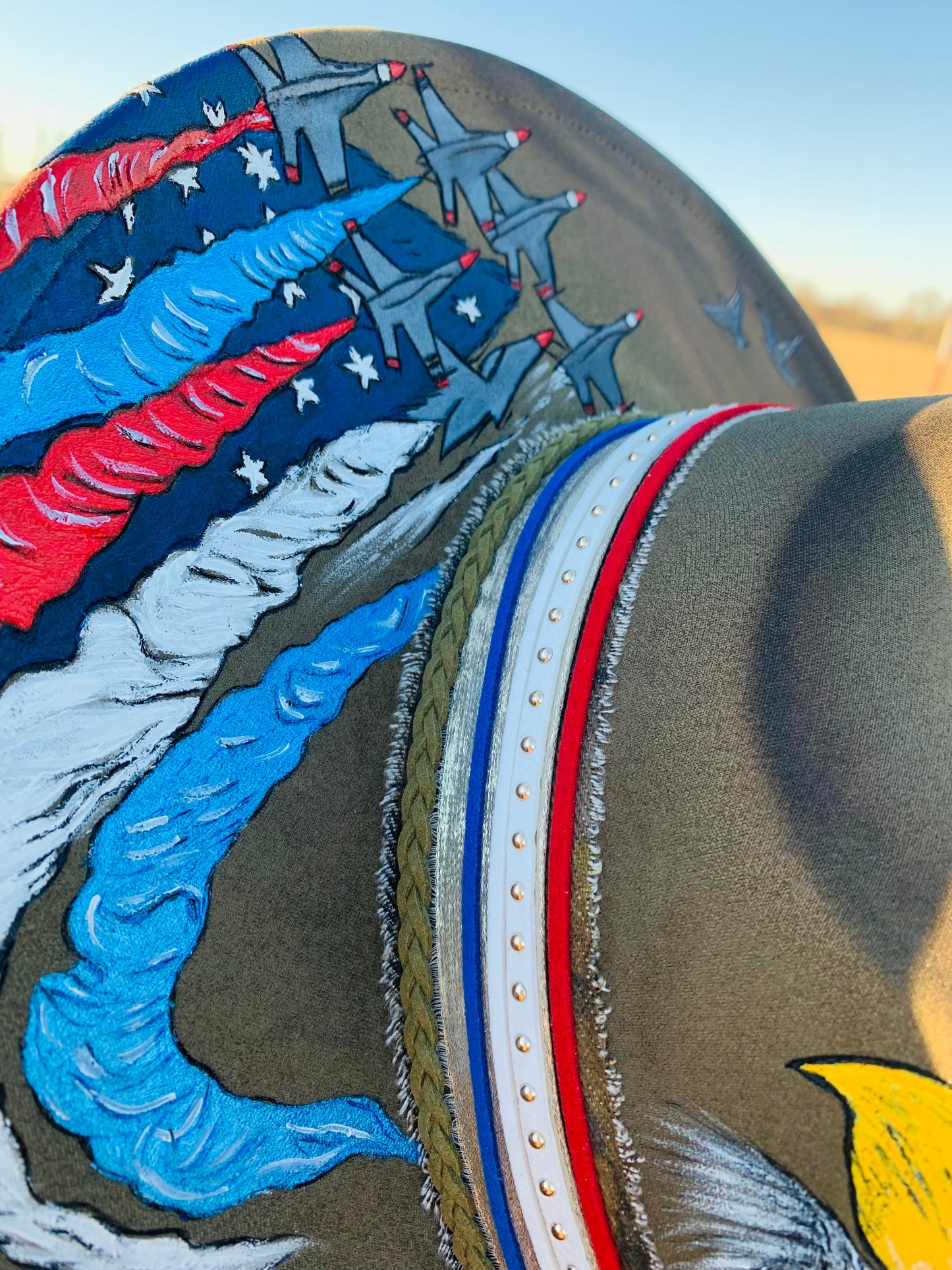 Hand Burned Rancher Hat "U.S. Army" Design