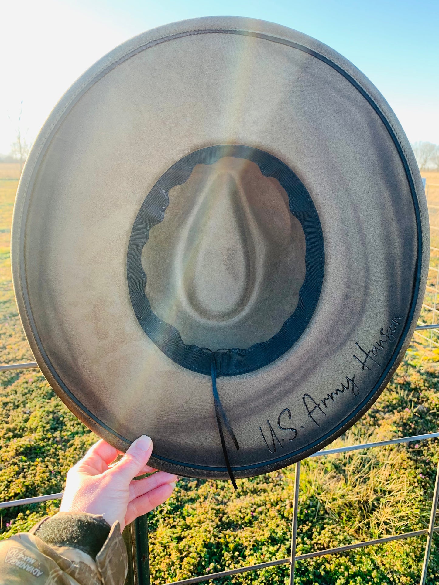 Hand Burned Rancher Hat "U.S. Army" Design