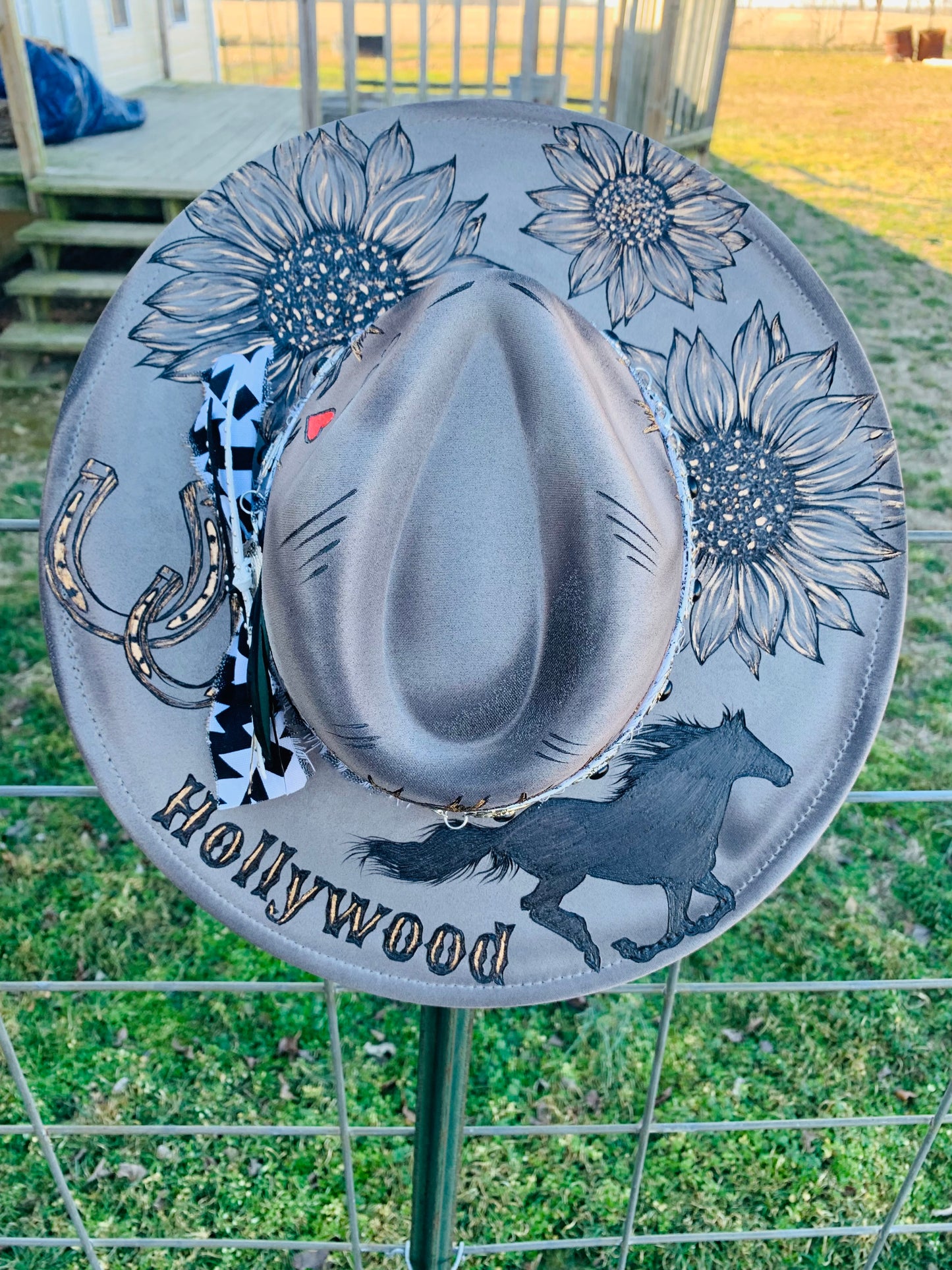 Hand Burned Rancher Hat "Hollywood" Design