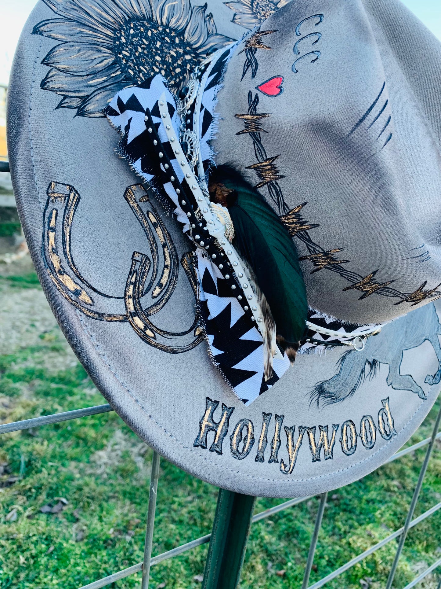 Hand Burned Rancher Hat "Hollywood" Design