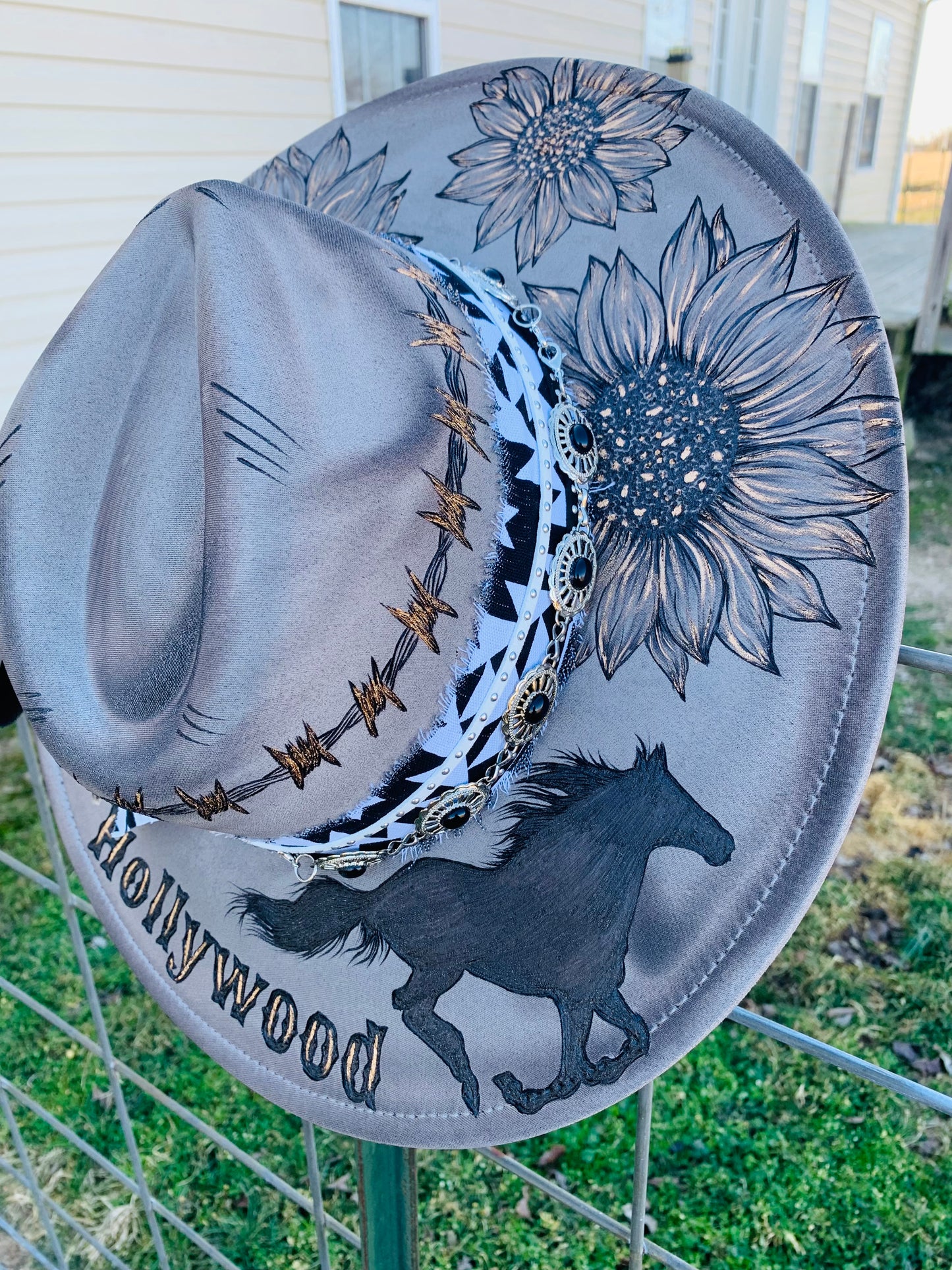 Hand Burned Rancher Hat "Hollywood" Design