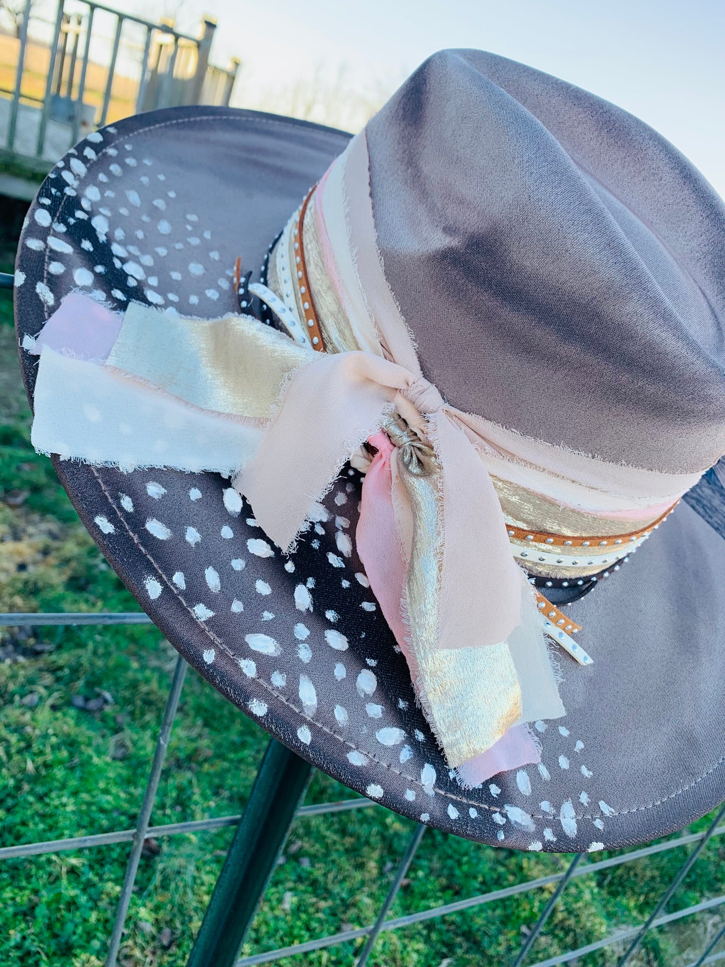 Hand Burned Rancher Hat "Sweet Fawn" Design