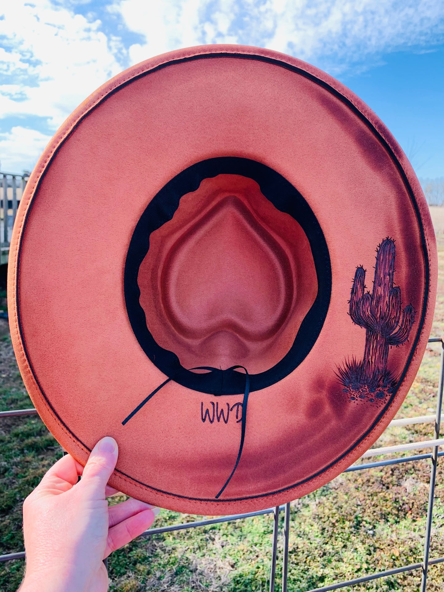 Hand Burned Heart Rancher Hat with "Desert Dreamer" Design