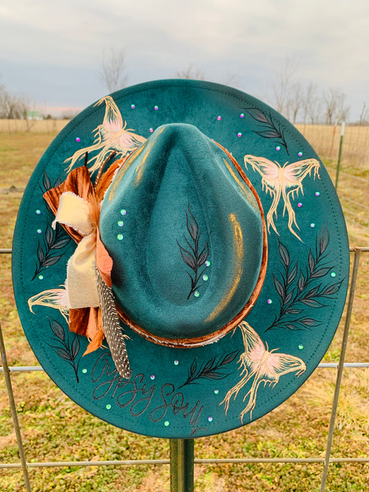 Hand Burned Rancher Hat "Gypsy Soul" Design