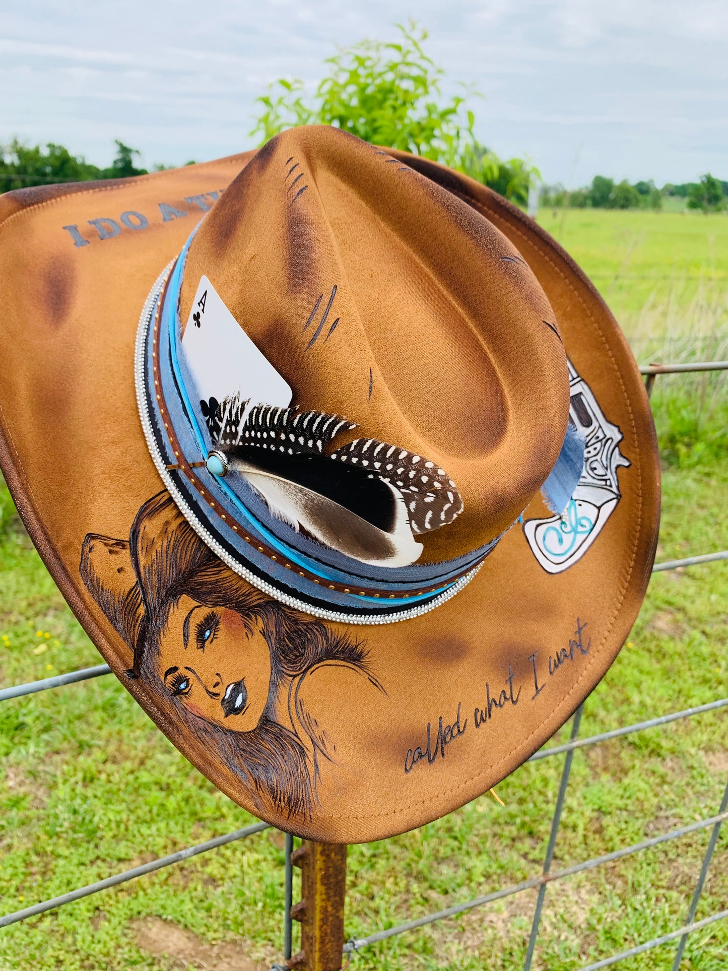 Hand Burned Cowboy Hat "I Do A Thing  Called What I Want" Design