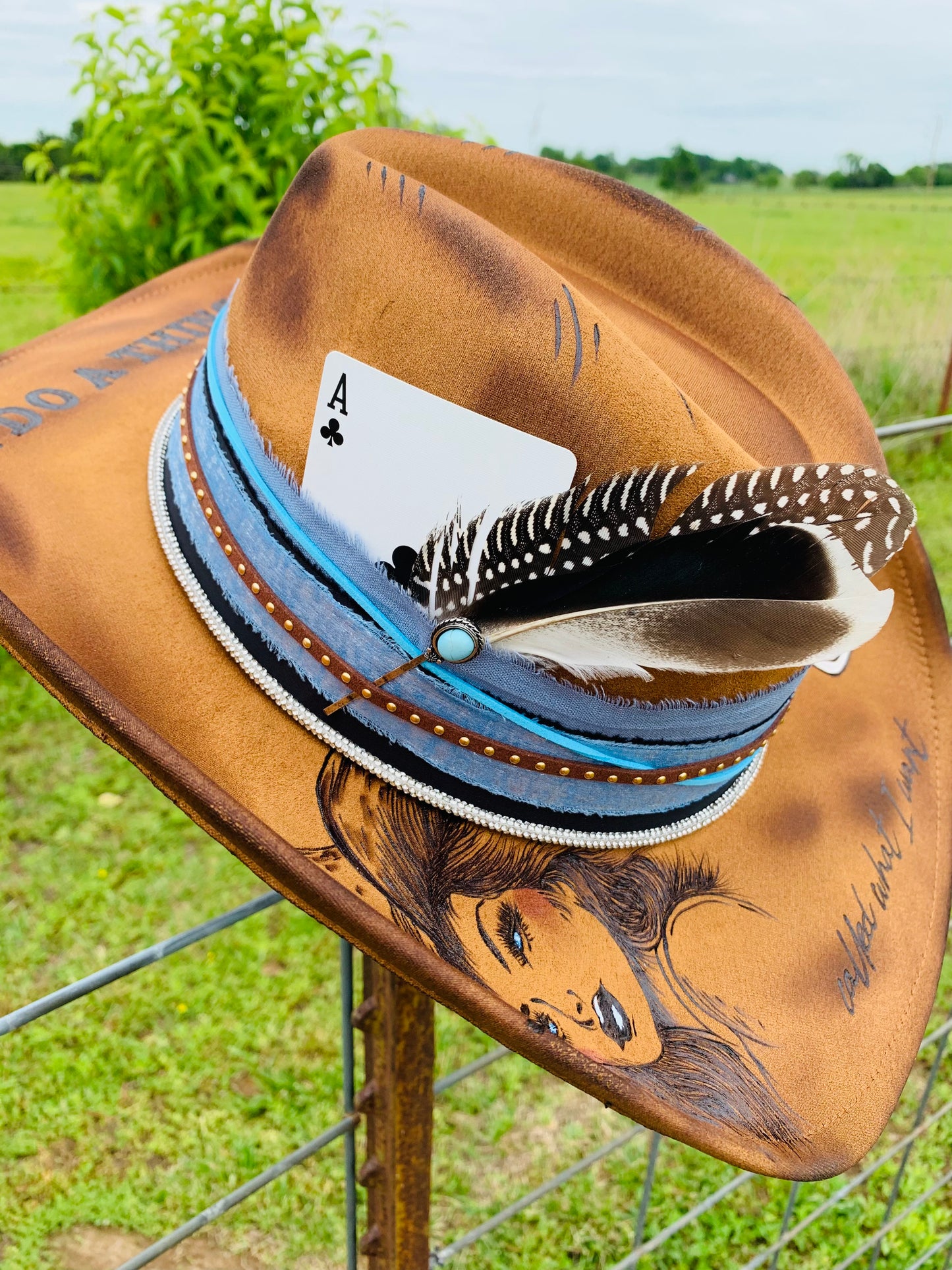 Hand Burned Cowboy Hat "I Do A Thing  Called What I Want" Design