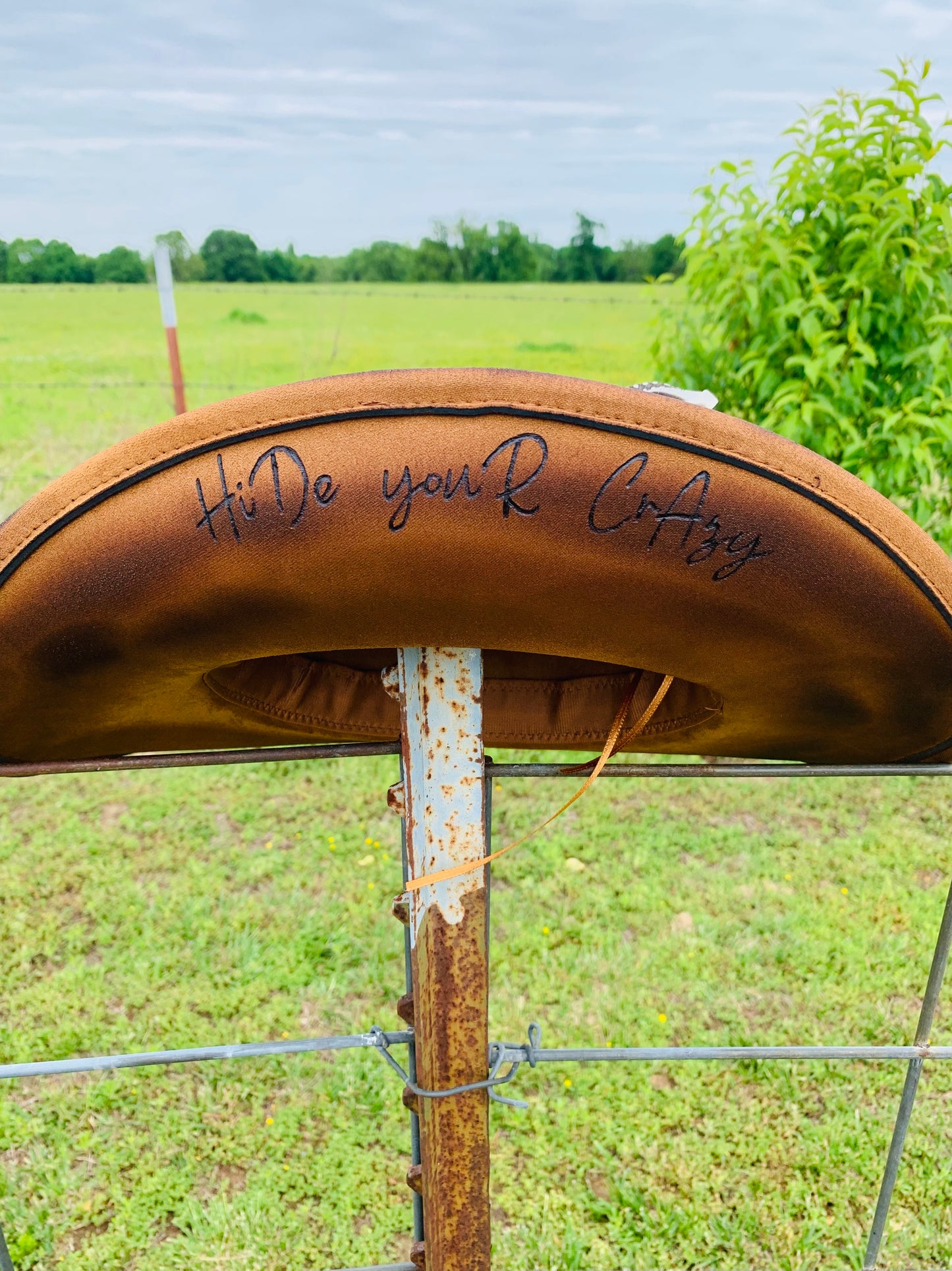 Hand Burned Cowboy Hat "I Do A Thing  Called What I Want" Design