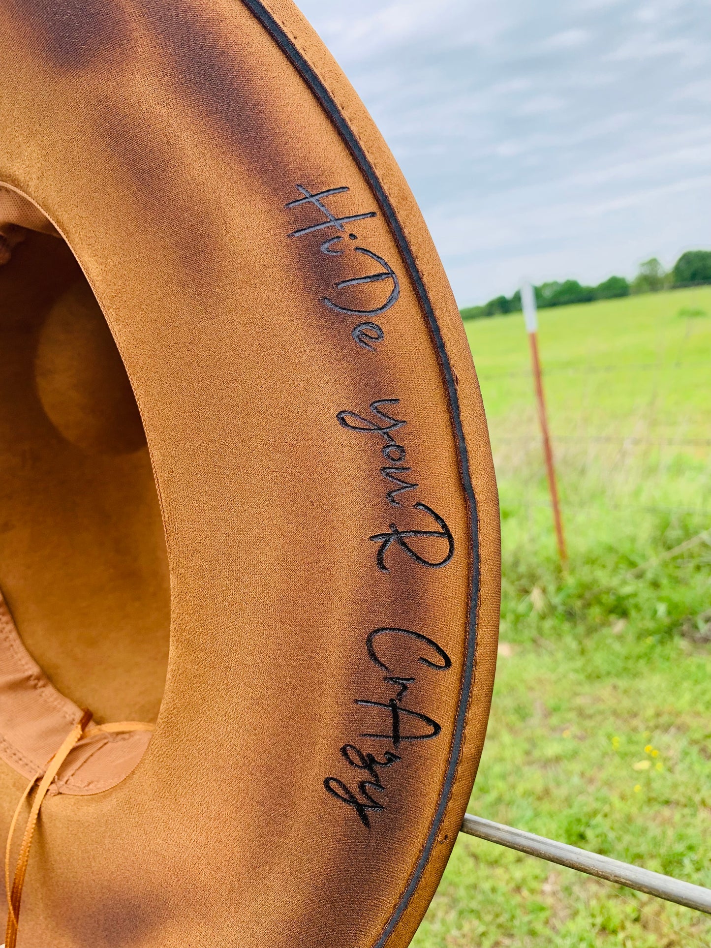 Hand Burned Cowboy Hat "I Do A Thing  Called What I Want" Design