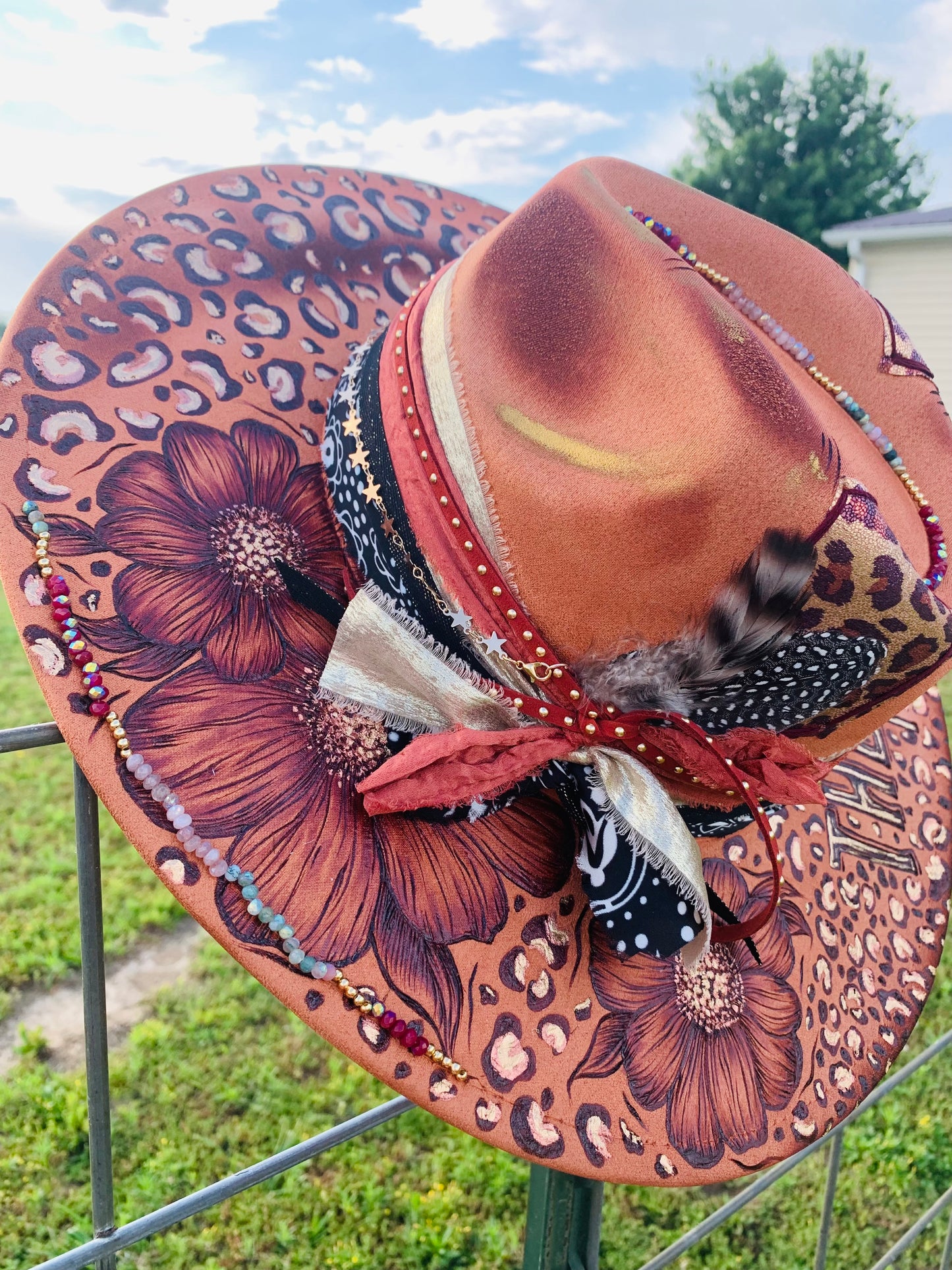 Hand Burned Rancher Hat "THE HELL I WON'T" Design