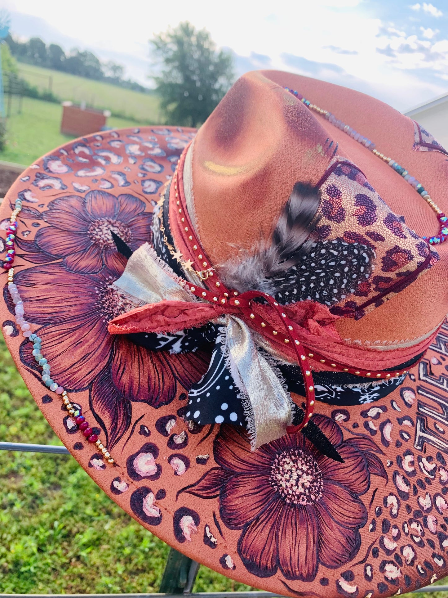 Hand Burned Rancher Hat "THE HELL I WON'T" Design