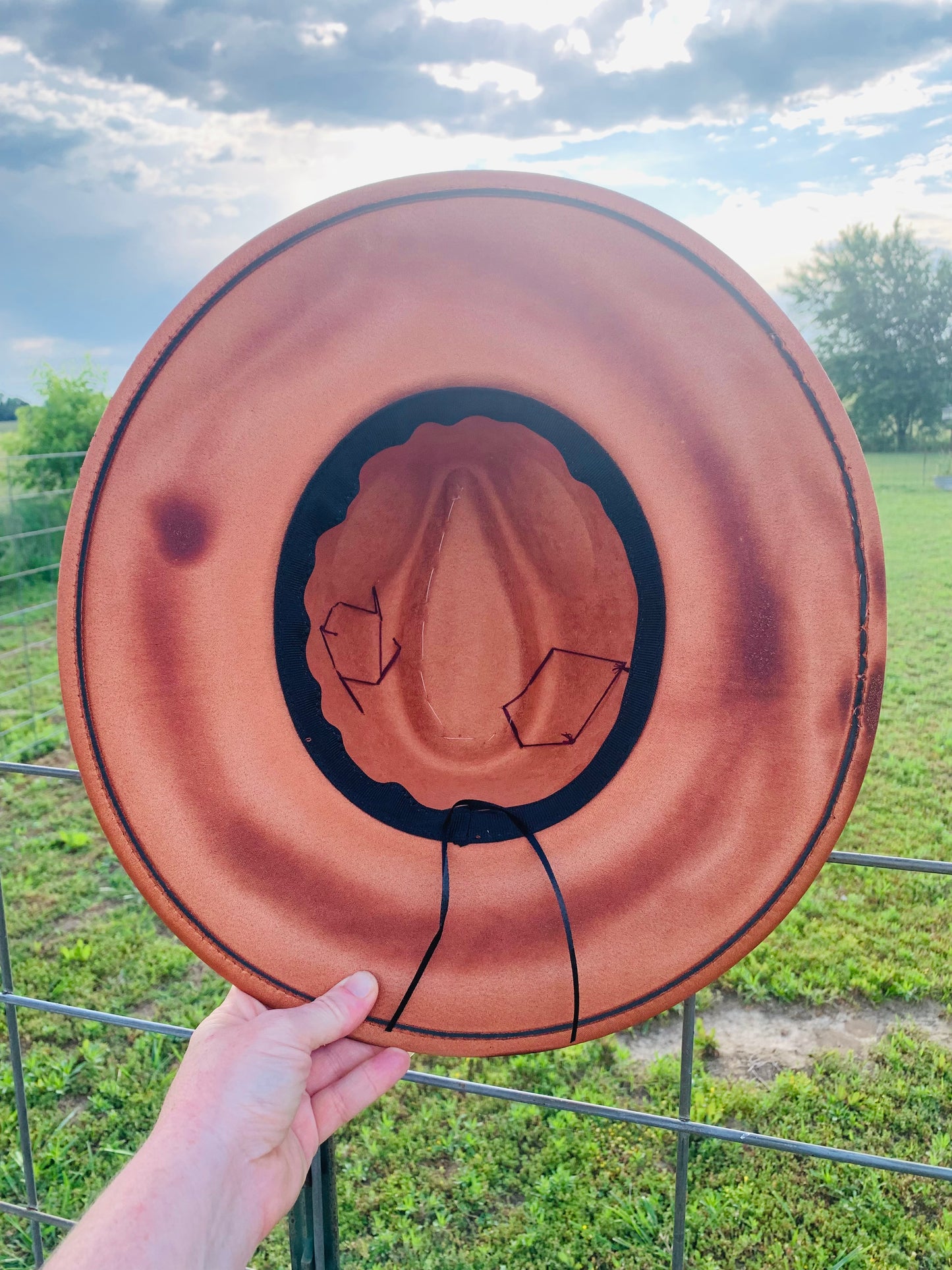 Hand Burned Rancher Hat "THE HELL I WON'T" Design