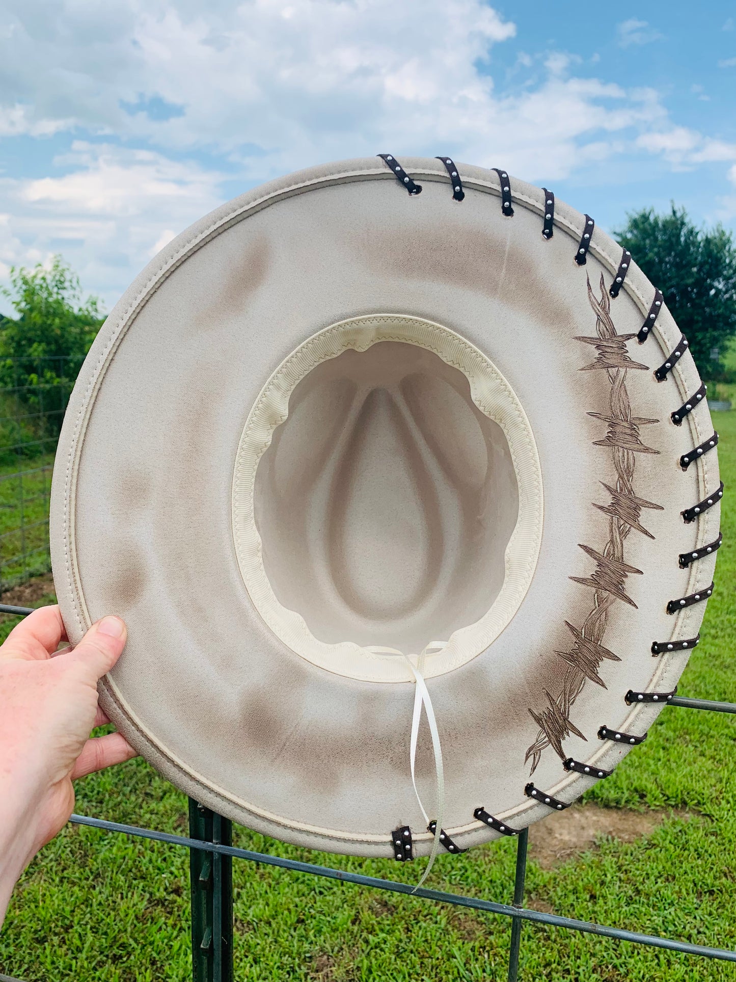 Hand Burned Rancher Hat "Butterfly Kisses" Design