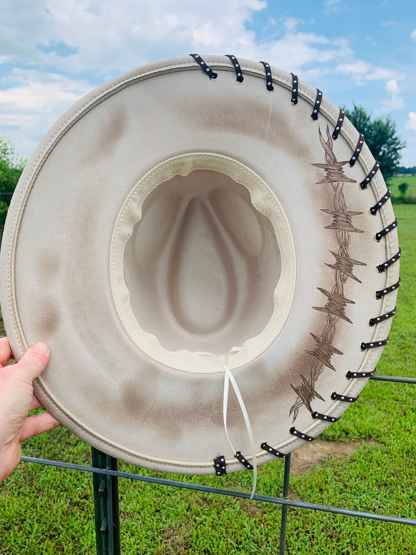 Hand Burned Rancher Hat "Butterfly Kisses" Design