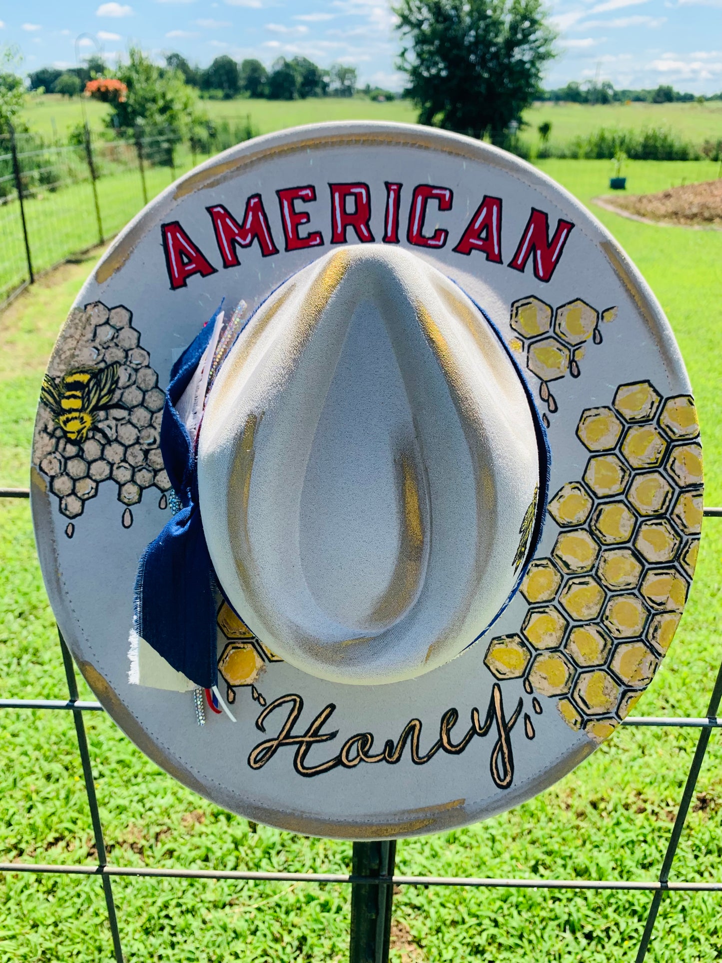 Hand Burned Rancher Hat "American Honey" Design