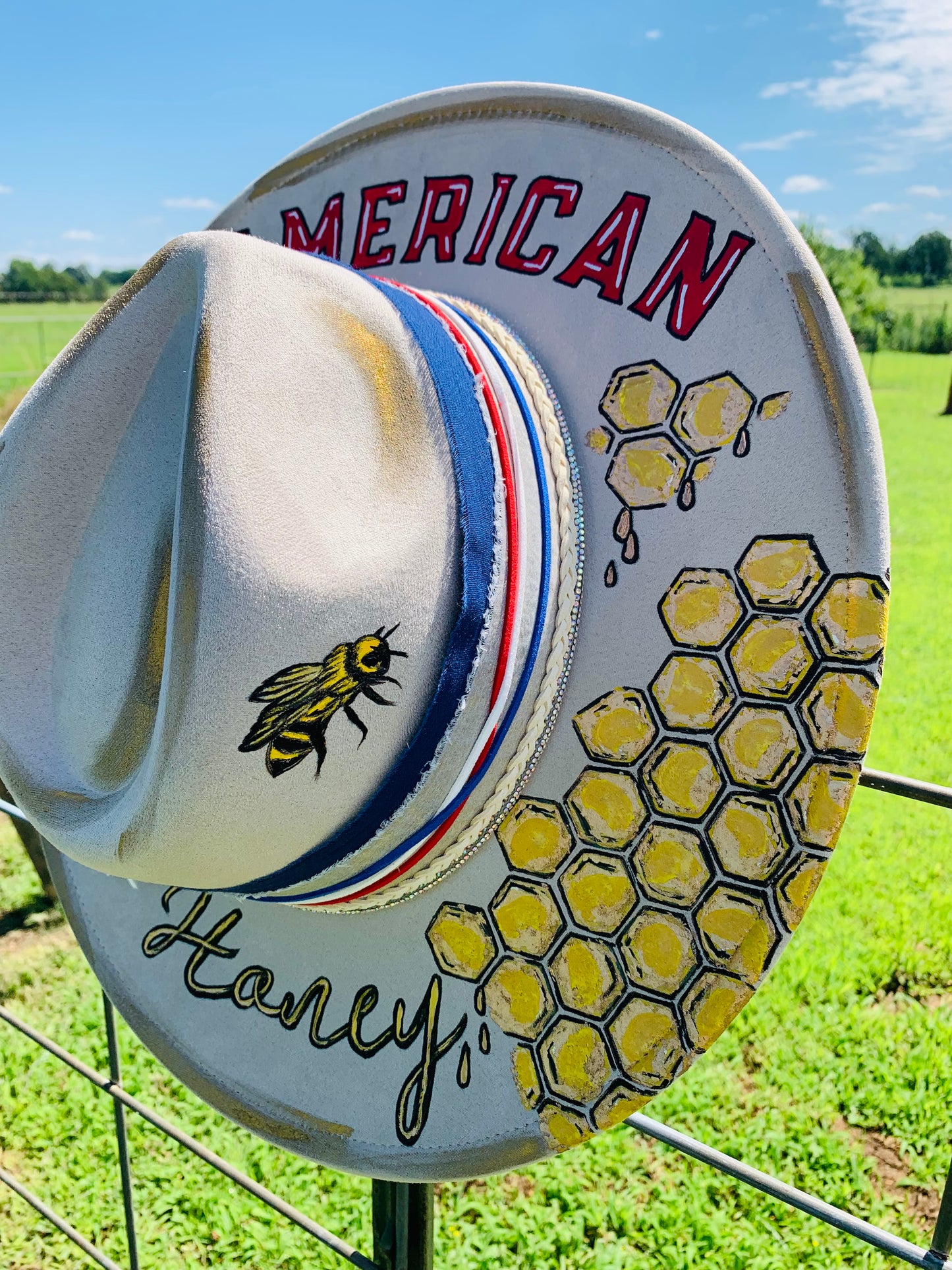 Hand Burned Rancher Hat "American Honey" Design
