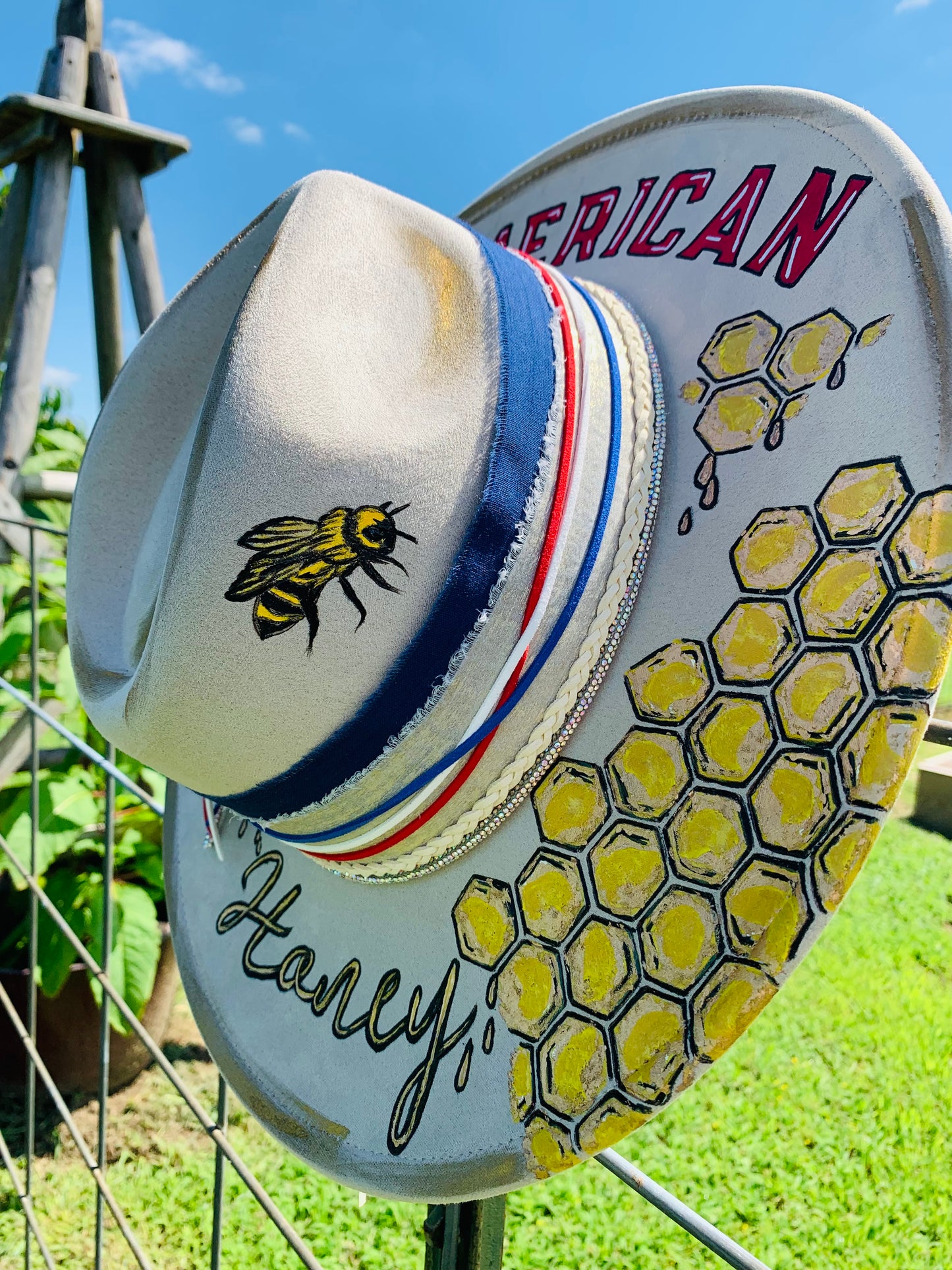 Hand Burned Rancher Hat "American Honey" Design