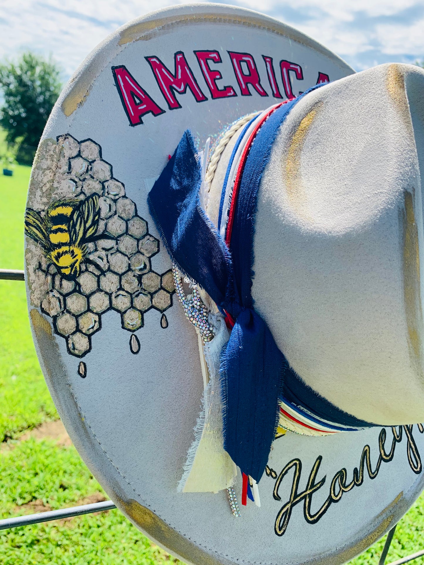 Hand Burned Rancher Hat "American Honey" Design
