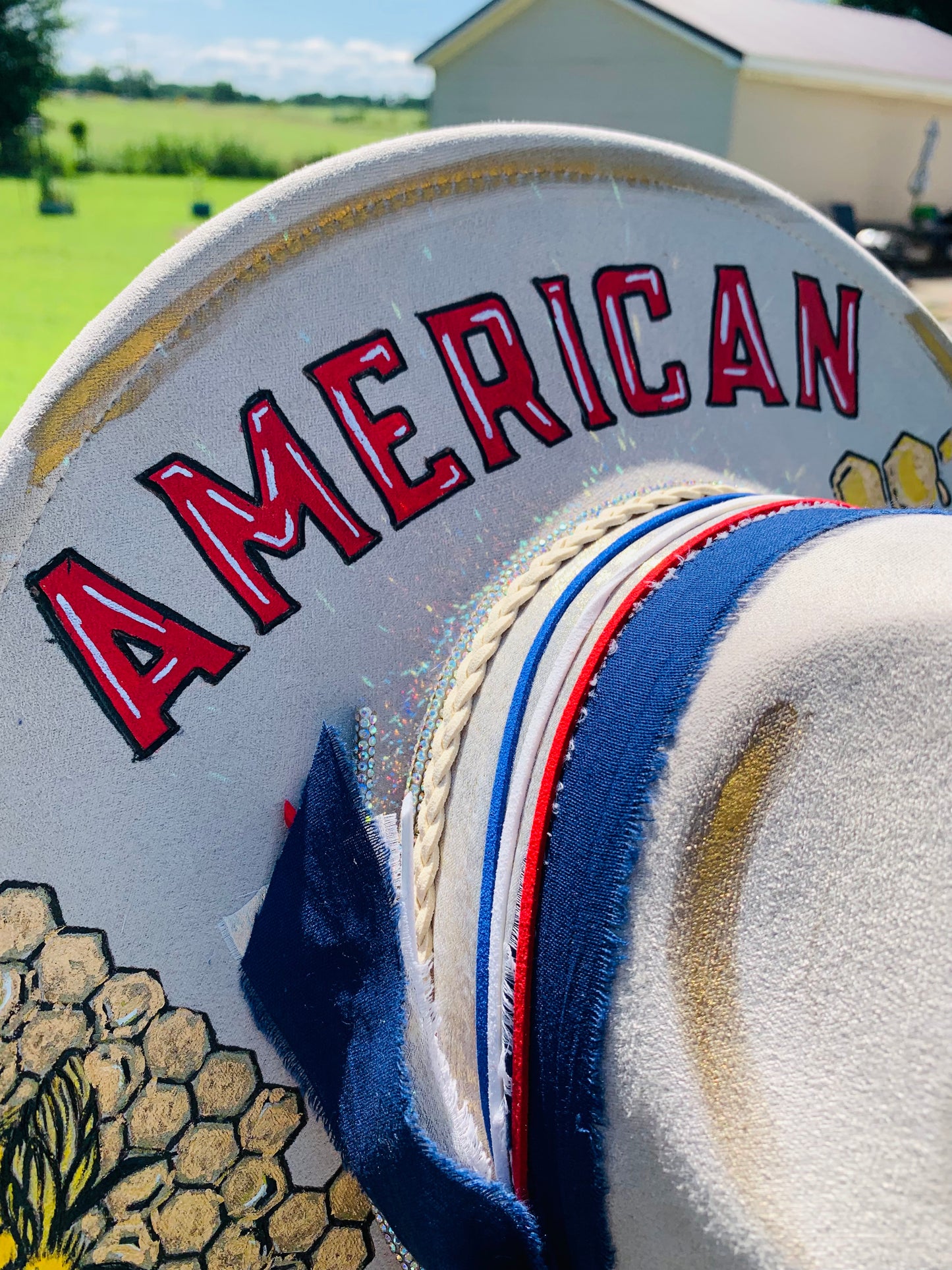 Hand Burned Rancher Hat "American Honey" Design