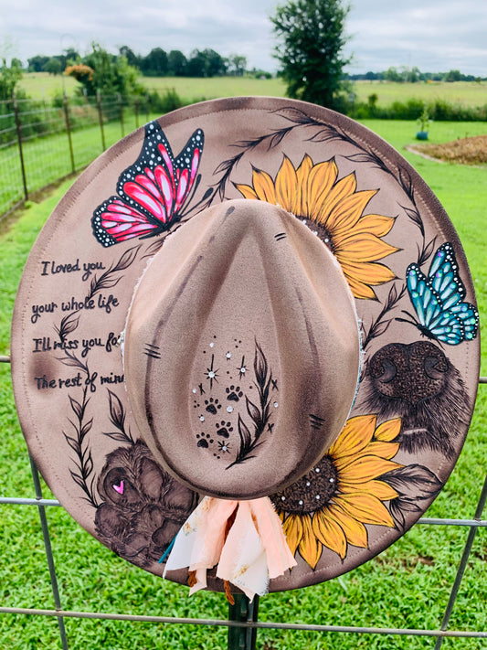 Hand Burned Rancher Hat "I'll Miss You Furrever" Design