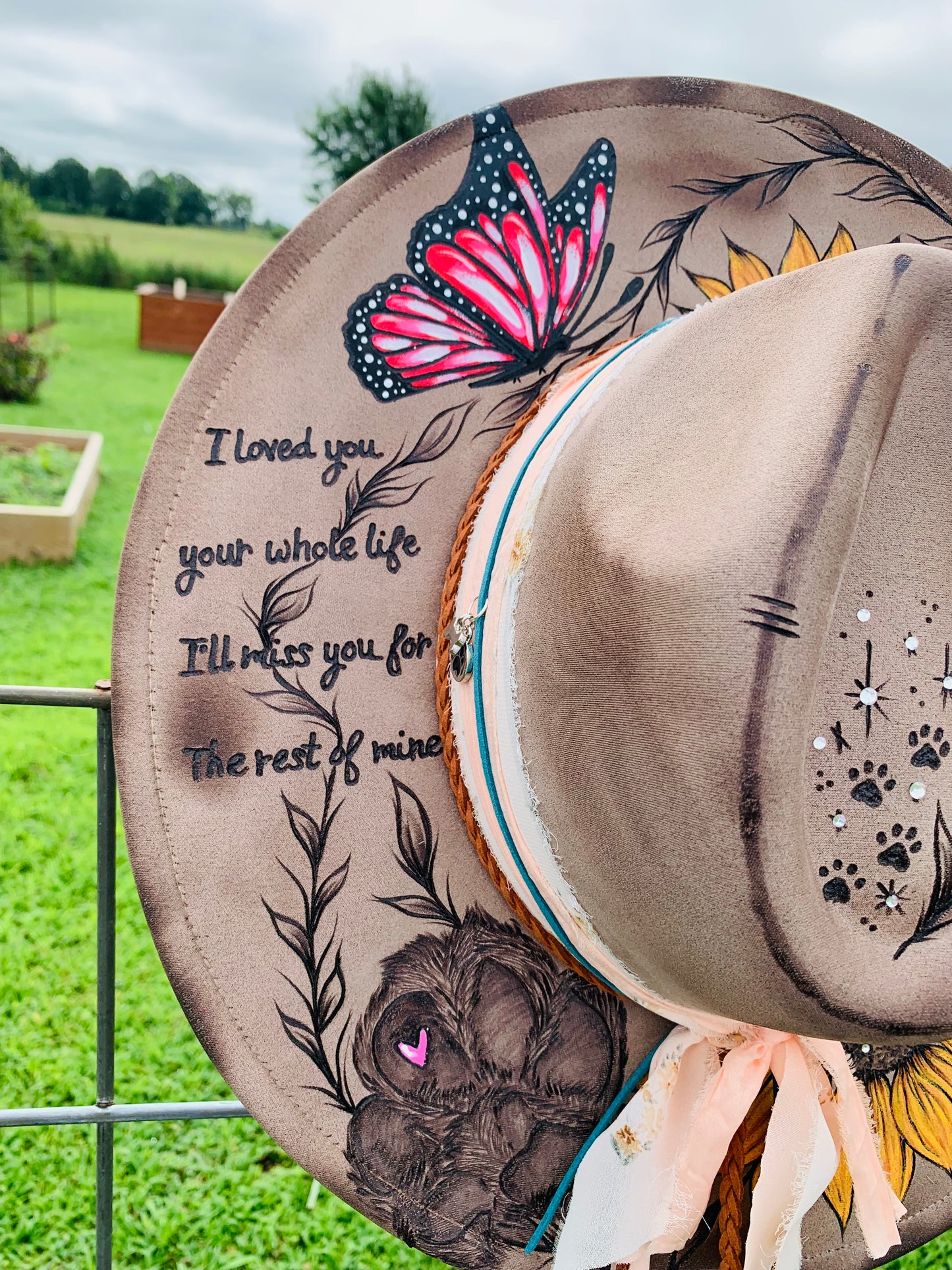 Hand Burned Rancher Hat "I'll Miss You Furrever" Design