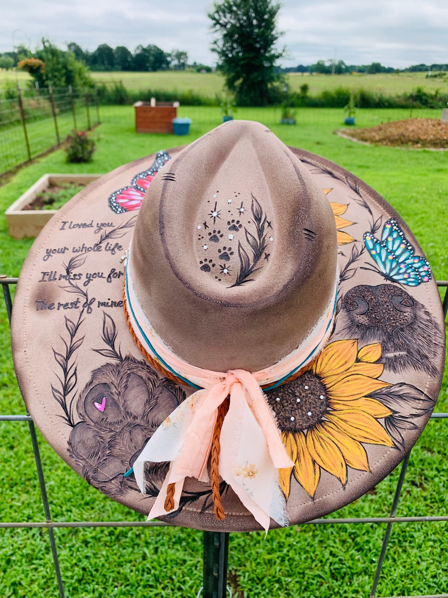 Hand Burned Rancher Hat "I'll Miss You Furrever" Design