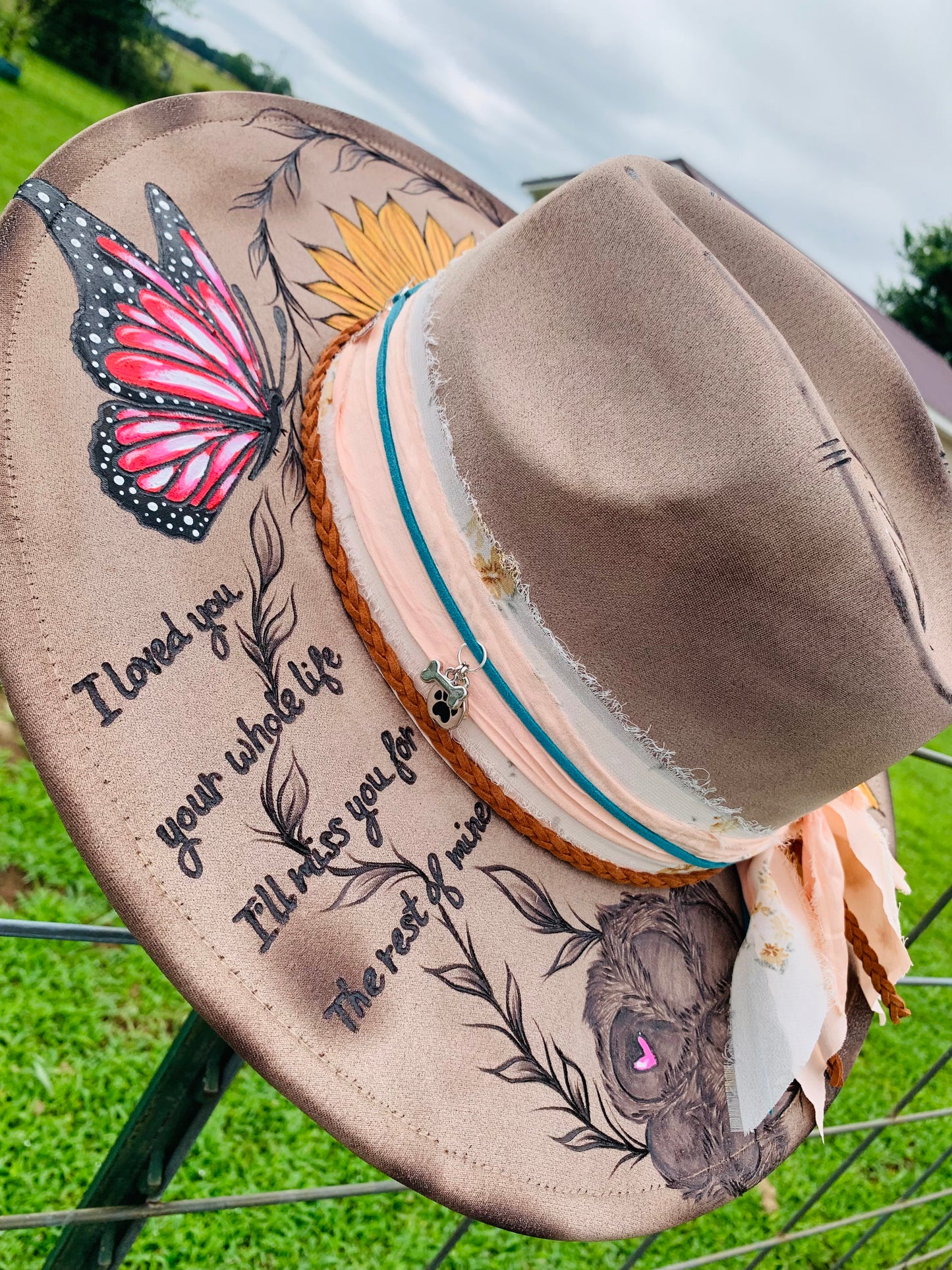 Hand Burned Rancher Hat "I'll Miss You Furrever" Design