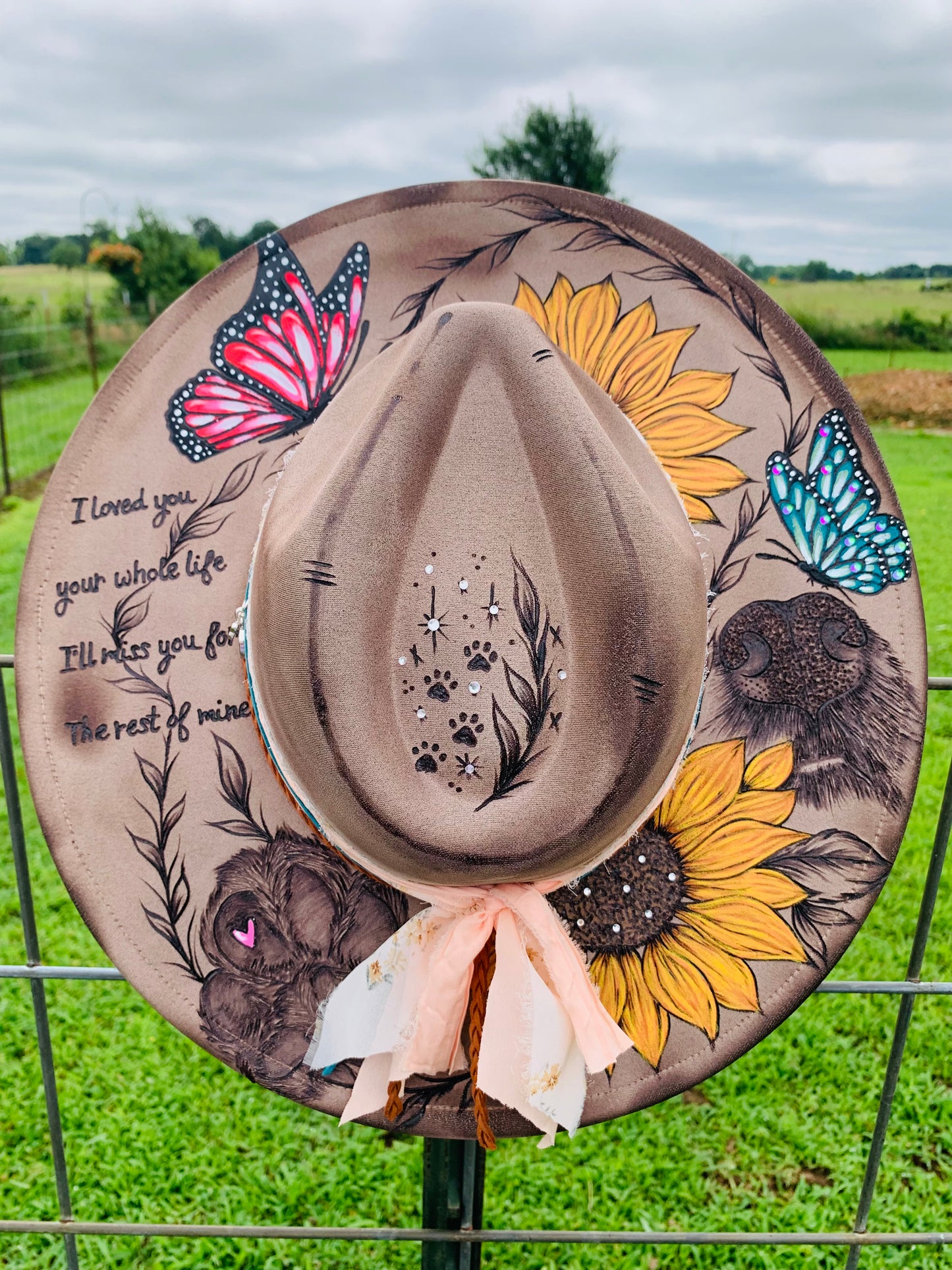 Hand Burned Rancher Hat "I'll Miss You Furrever" Design