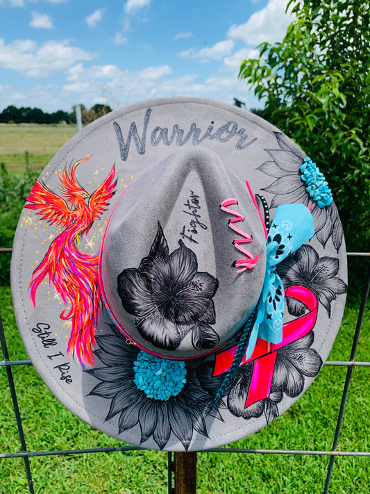 Hand Burned Rancher Hat "Cancer Survivor" Design