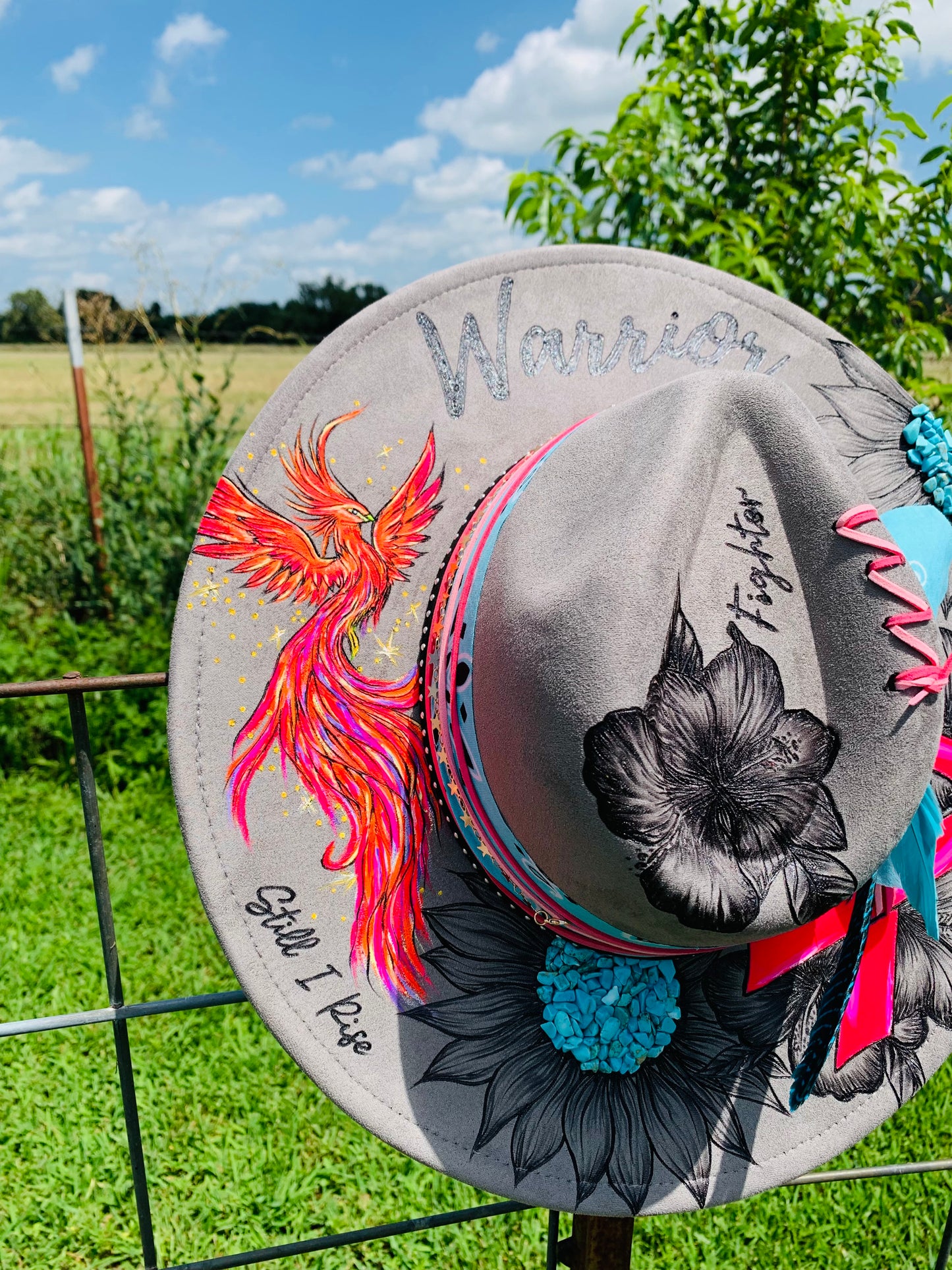 Hand Burned Rancher Hat "Cancer Survivor" Design