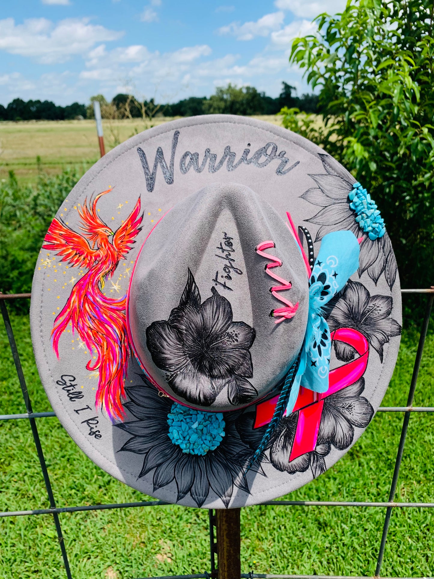 Hand Burned Rancher Hat "Cancer Survivor" Design