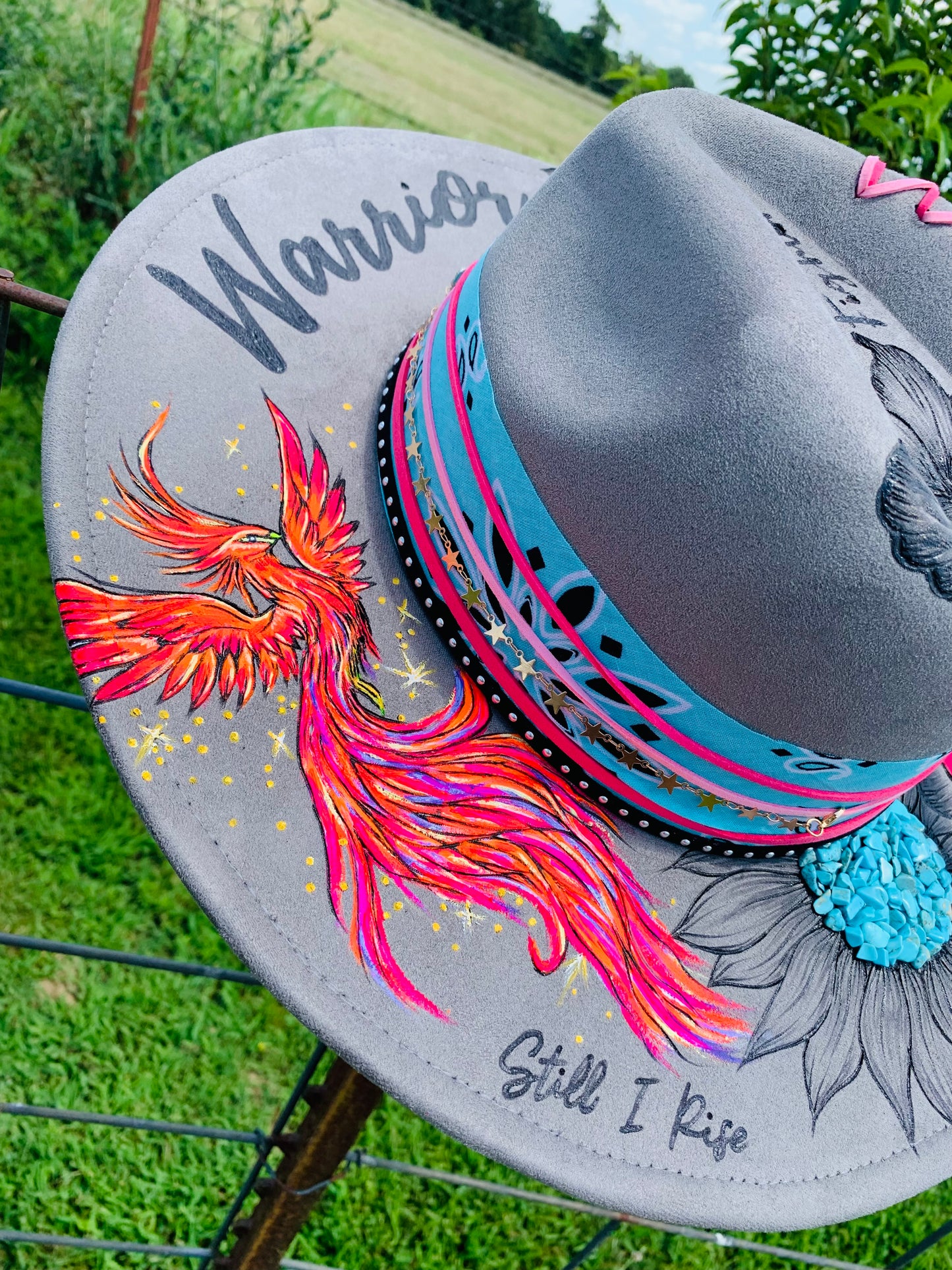Hand Burned Rancher Hat "Cancer Survivor" Design
