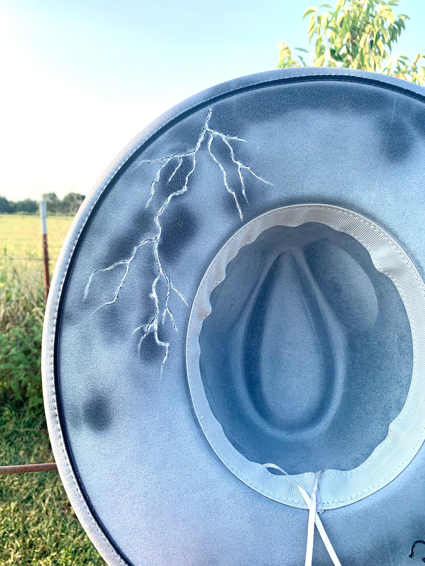Hand Burned Rancher Hat "I Am The Storm" Design