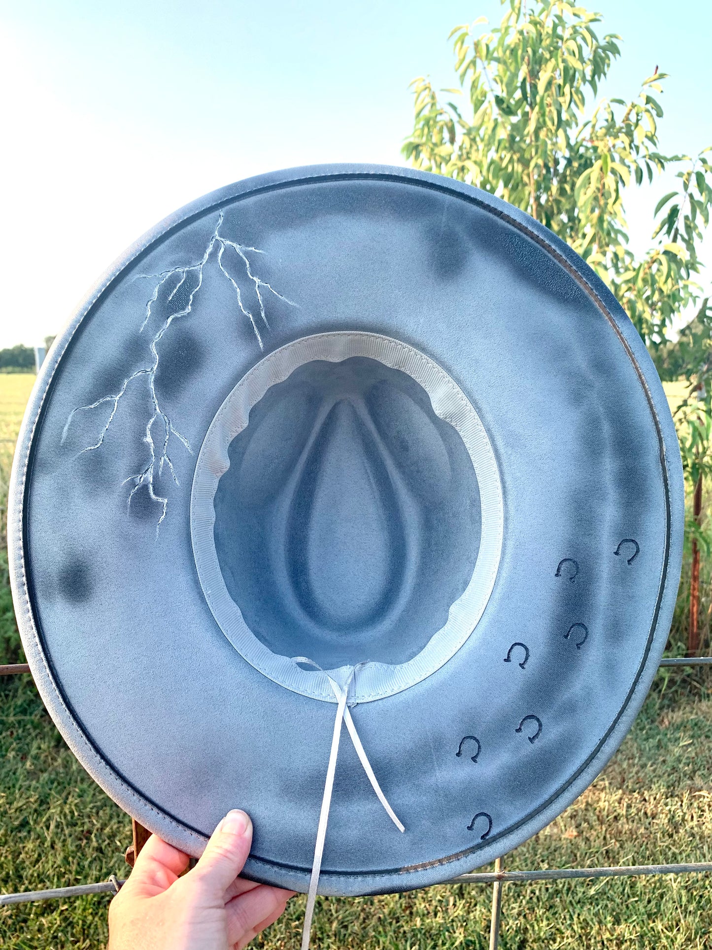 Hand Burned Rancher Hat "I Am The Storm" Design