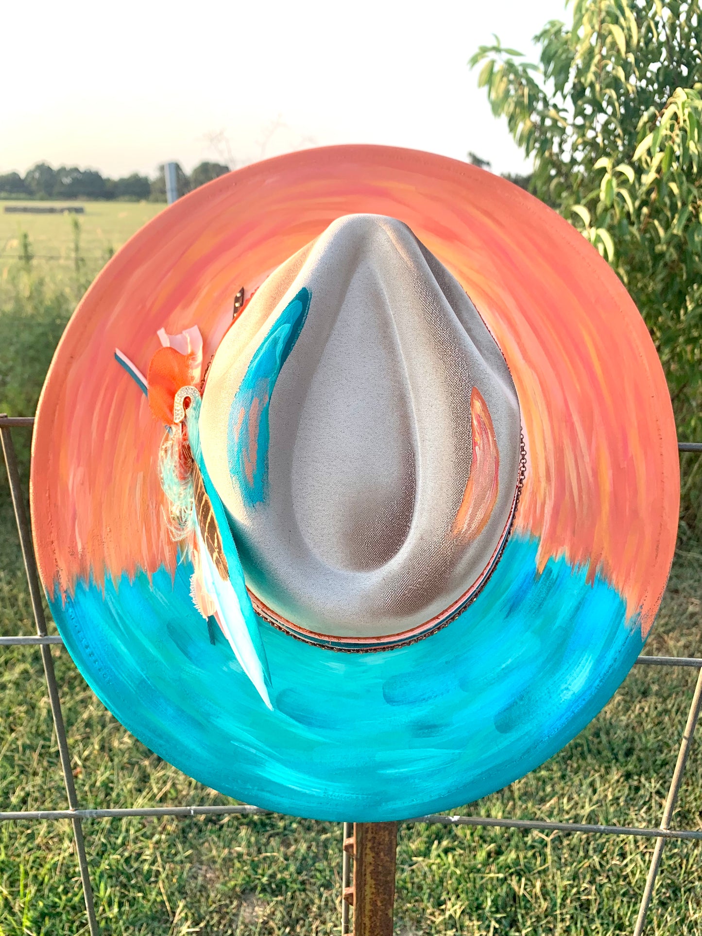 Hand Burned Rancher Hat "Sunsets & Blue Waters" Design