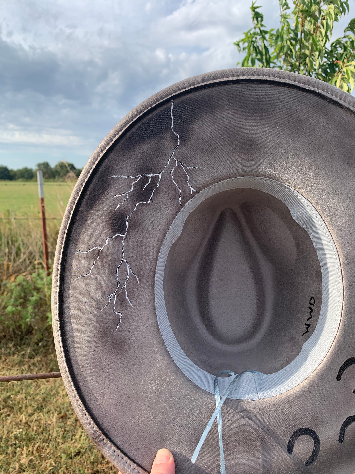 Hand Burned Rancher Hat "I Am The Storm" Design