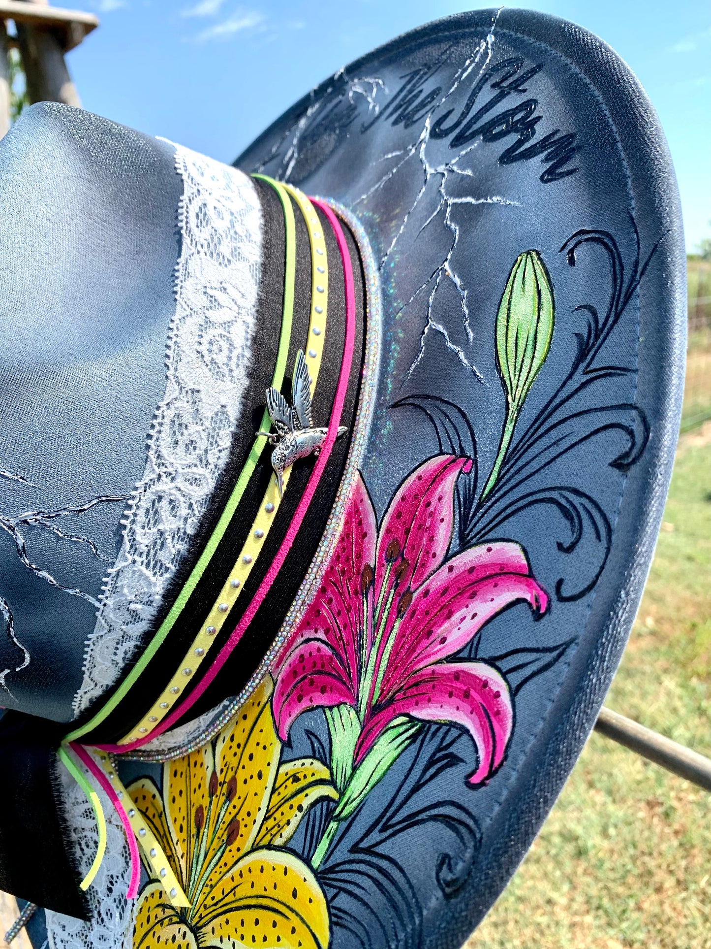 Hand Burned Rancher Hat "I Am The Storm" Design