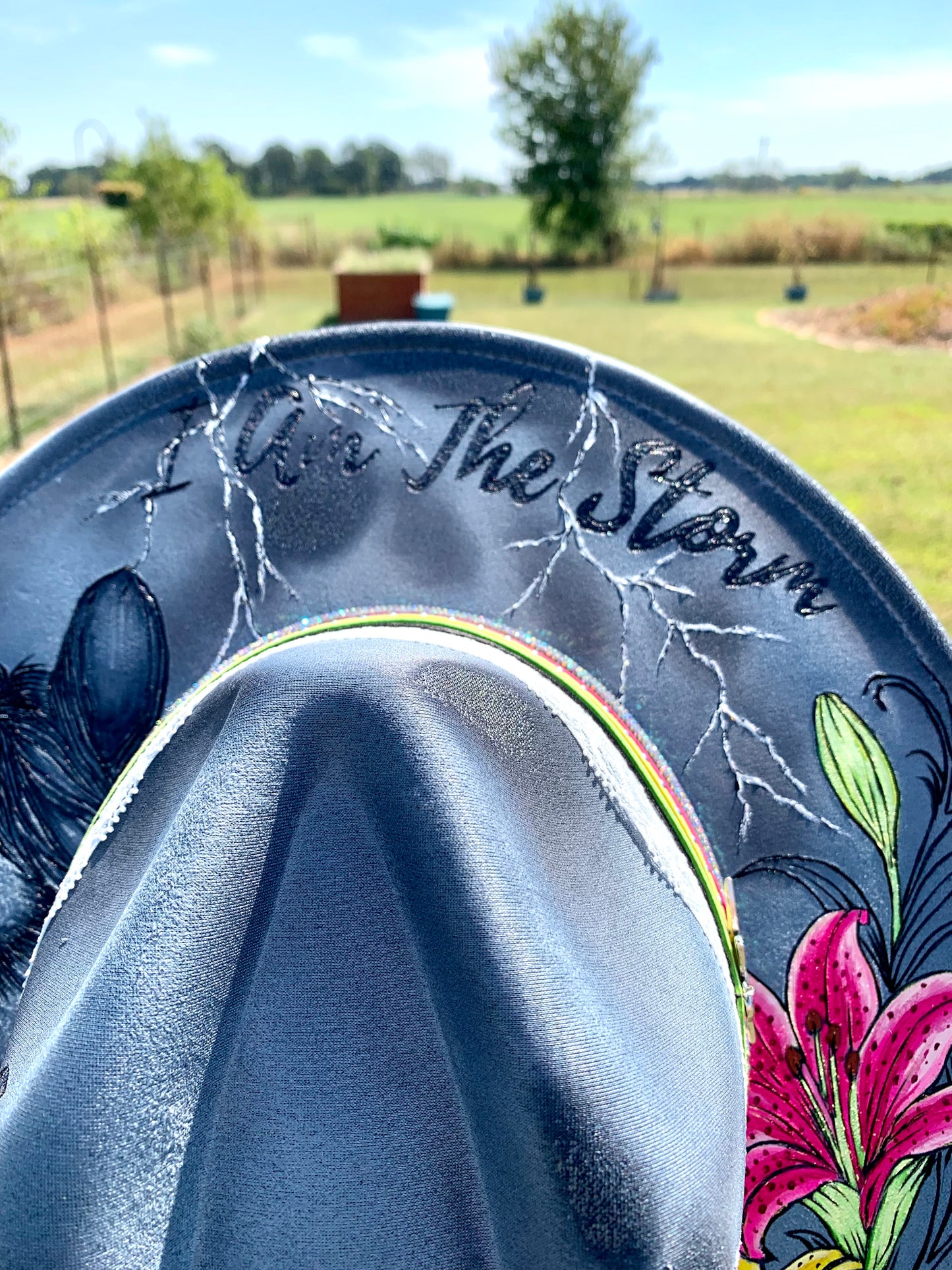 Hand Burned Rancher Hat "I Am The Storm" Design