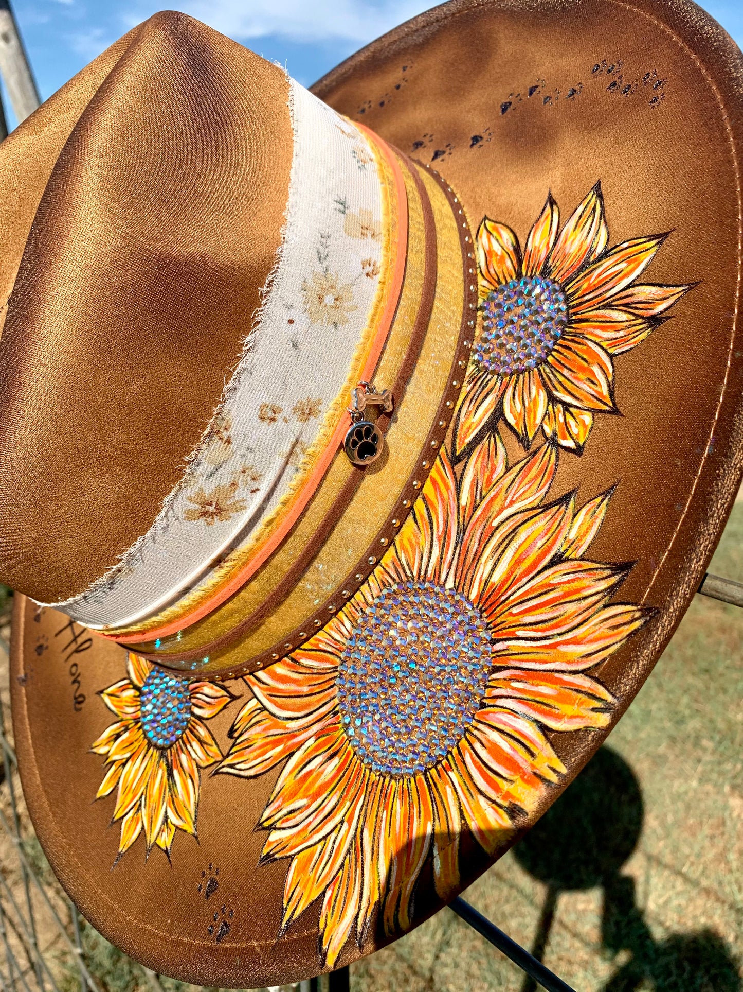 Hand Burned/Hand Painted Rancher Hat "I Never Walk Alone" Design