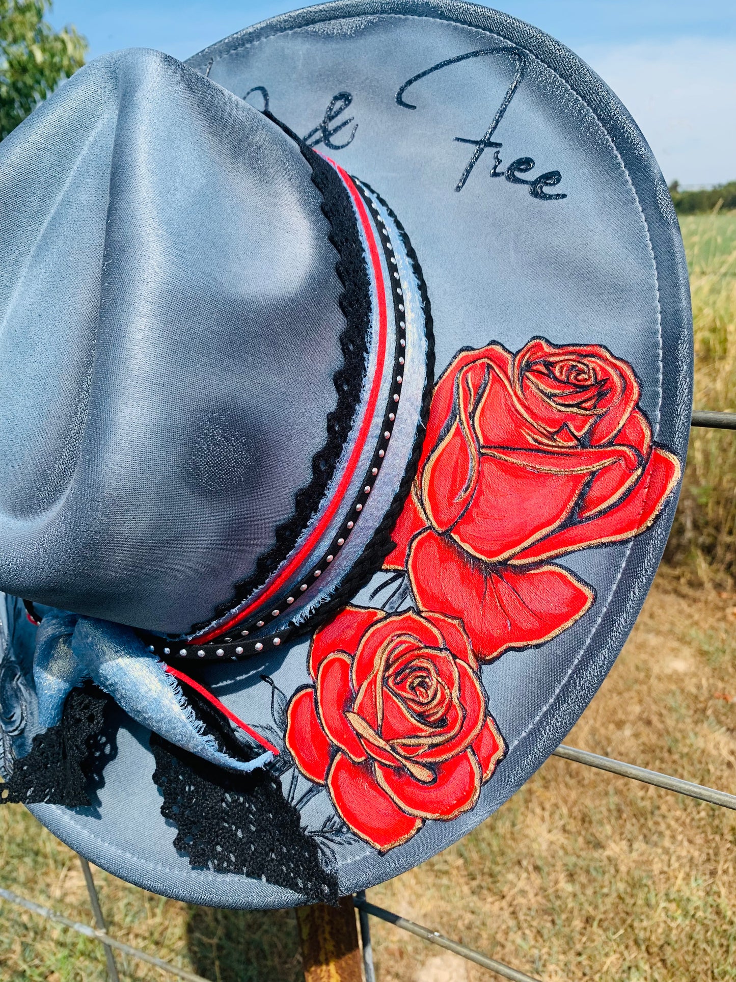 Hand Burned Rancher Hat "Wild & Free" Design